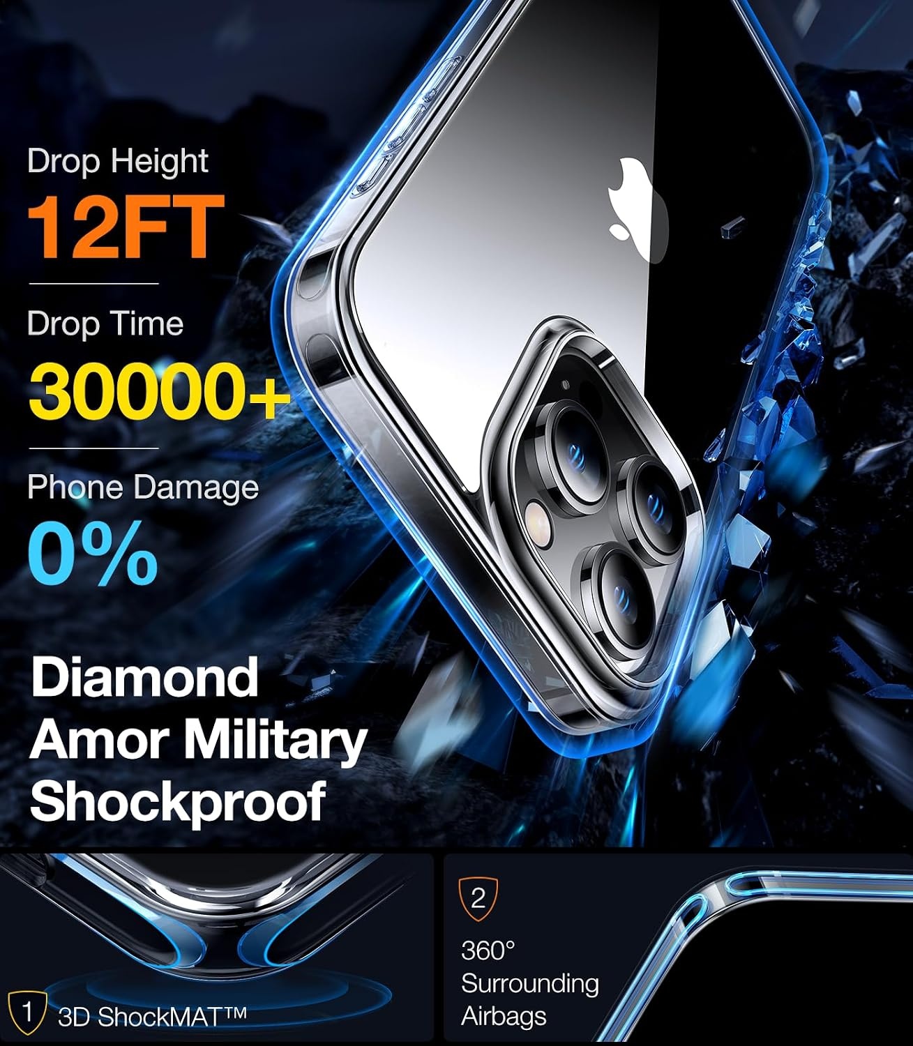image:imageTORRAS Shockproof for iPhone 17 Pro Max Case with Camera Control Button 12FT Military Grade Drop Protection Enhanced Grip amp Soft Touch Translucent Slim 17 Pro Max Case 3 colors Buttons Deep BlueClear