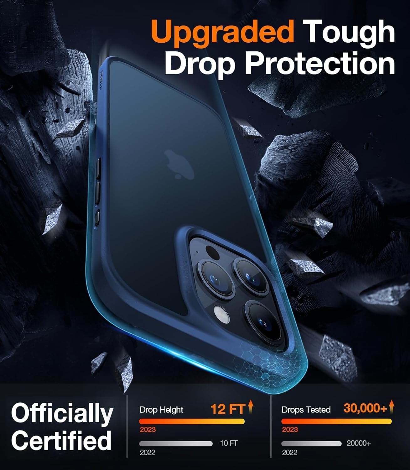 image:imageTORRAS Shockproof for iPhone 17 Pro Max Case with Camera Control Button 12FT Military Grade Drop Protection Enhanced Grip amp Soft Touch Translucent Slim 17 Pro Max Case 3 colors Buttons Deep BlueBlue