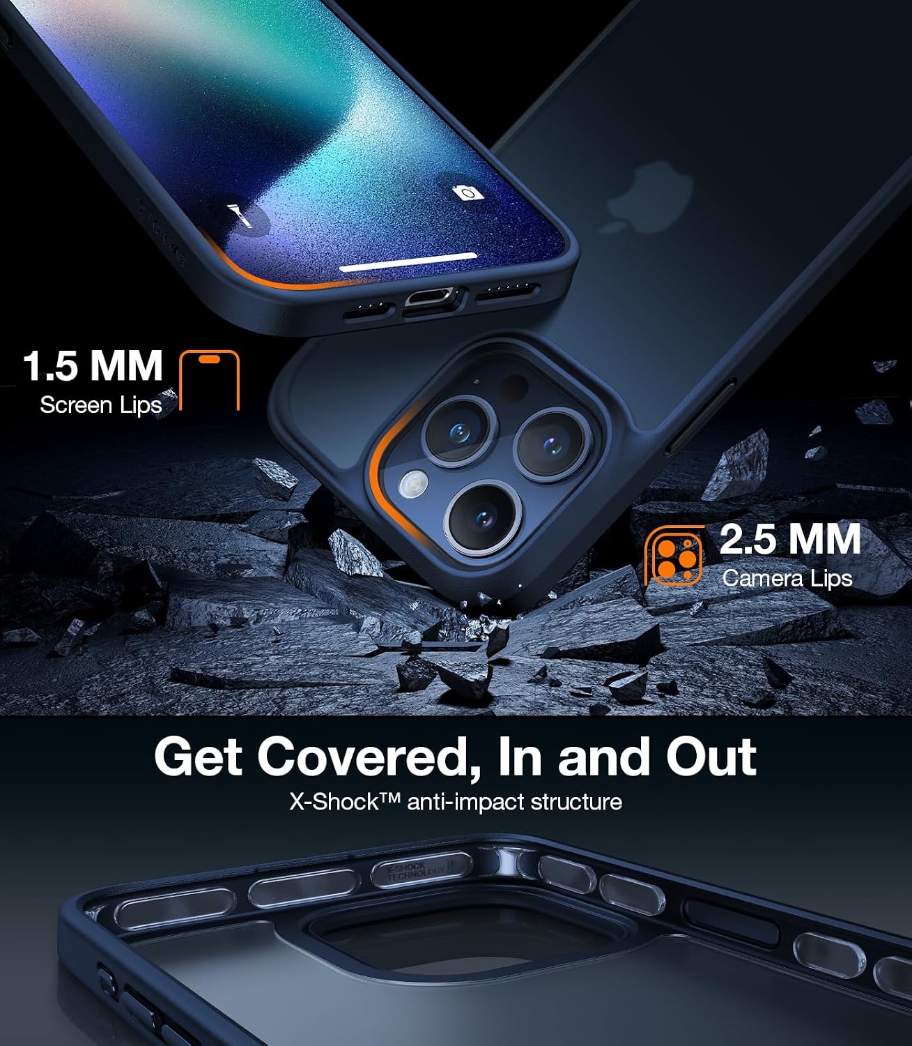 image:imageTORRAS Shockproof for iPhone 17 Pro Max Case with Camera Control Button 12FT Military Grade Drop Protection Enhanced Grip amp Soft Touch Translucent Slim 17 Pro Max Case 3 colors Buttons Deep BlueBlue