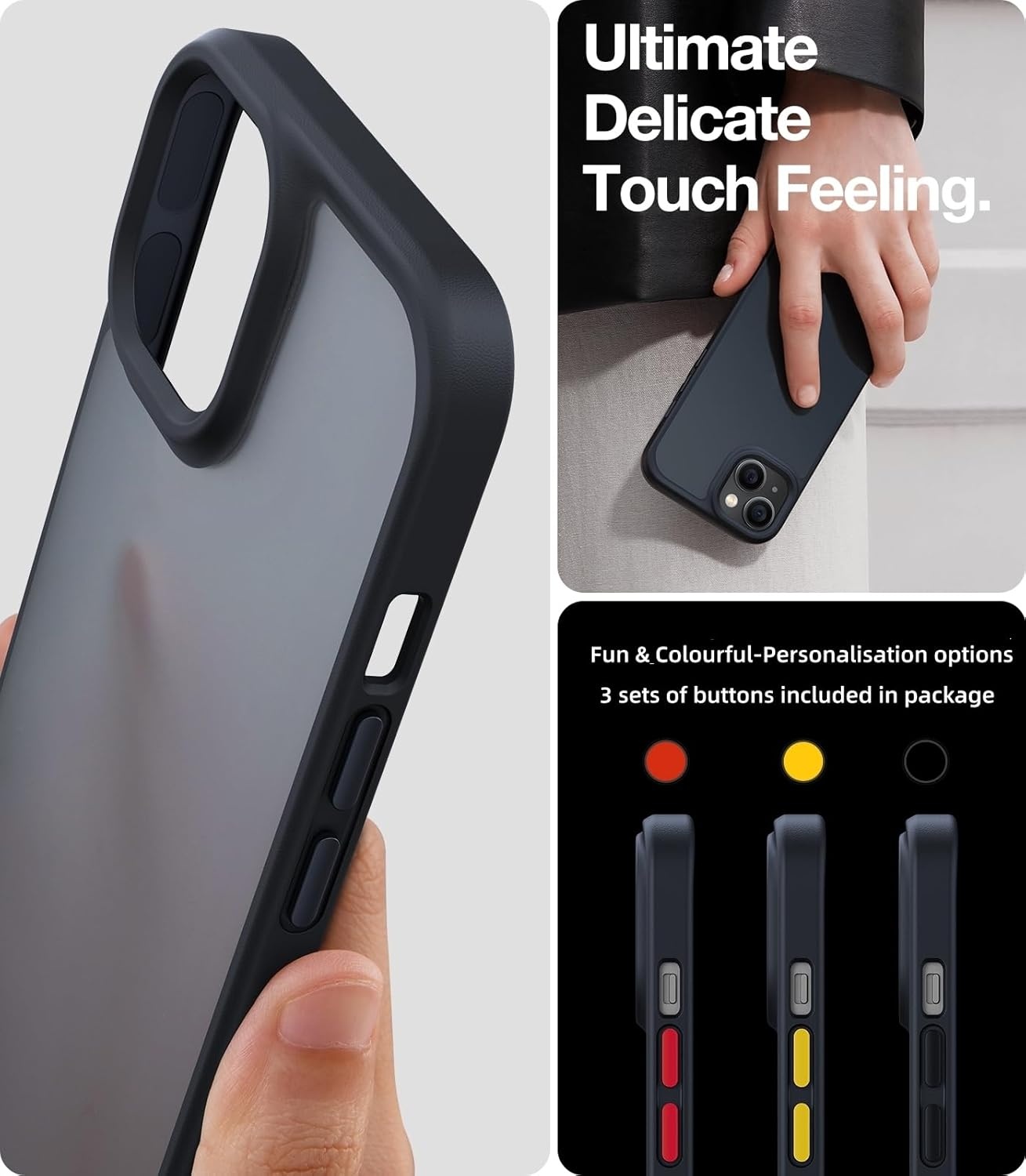 image:imageTORRAS Shockproof for iPhone 17 Pro Max Case with Camera Control Button 12FT Military Grade Drop Protection Enhanced Grip amp Soft Touch Translucent Slim 17 Pro Max Case 3 colors Buttons Deep BlueBlack