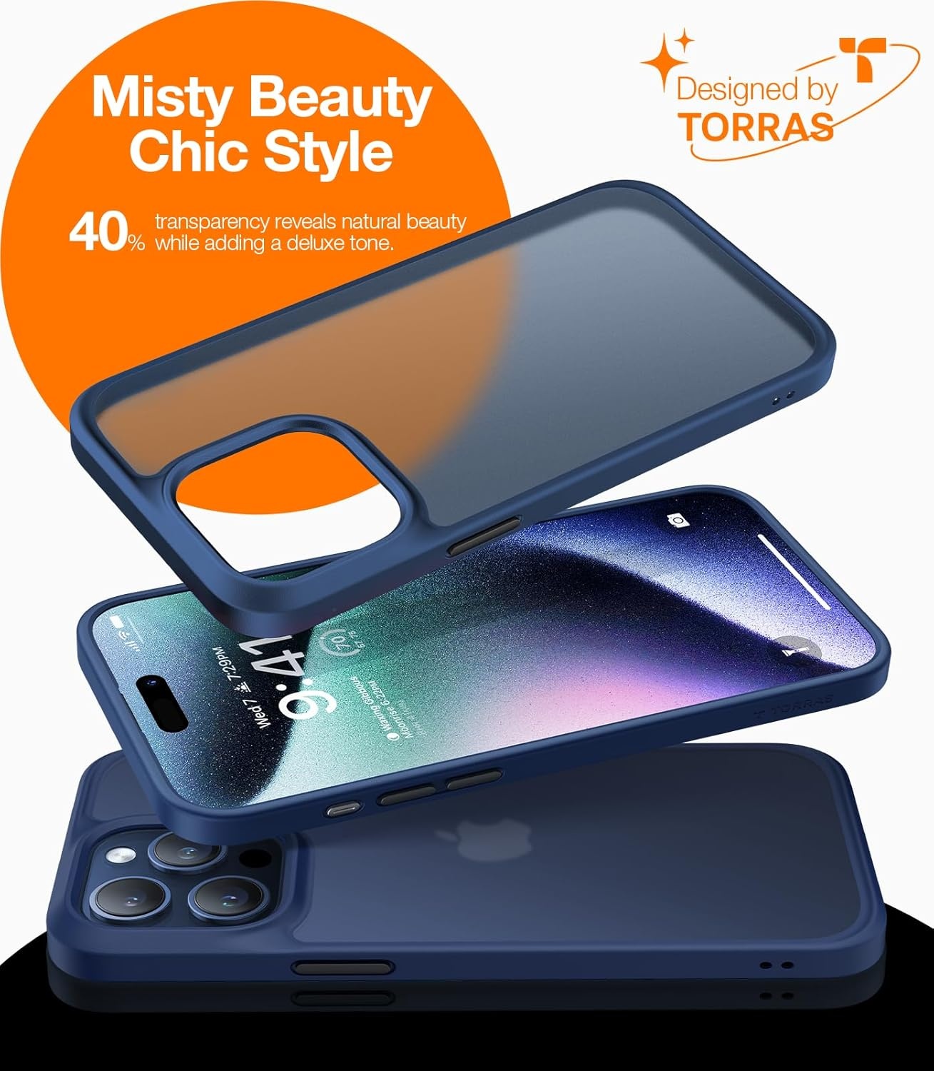 image:imageTORRAS Shockproof for iPhone 17 Pro Max Case with Camera Control Button 12FT Military Grade Drop Protection Enhanced Grip amp Soft Touch Translucent Slim 17 Pro Max Case 3 colors Buttons Deep BlueBlue
