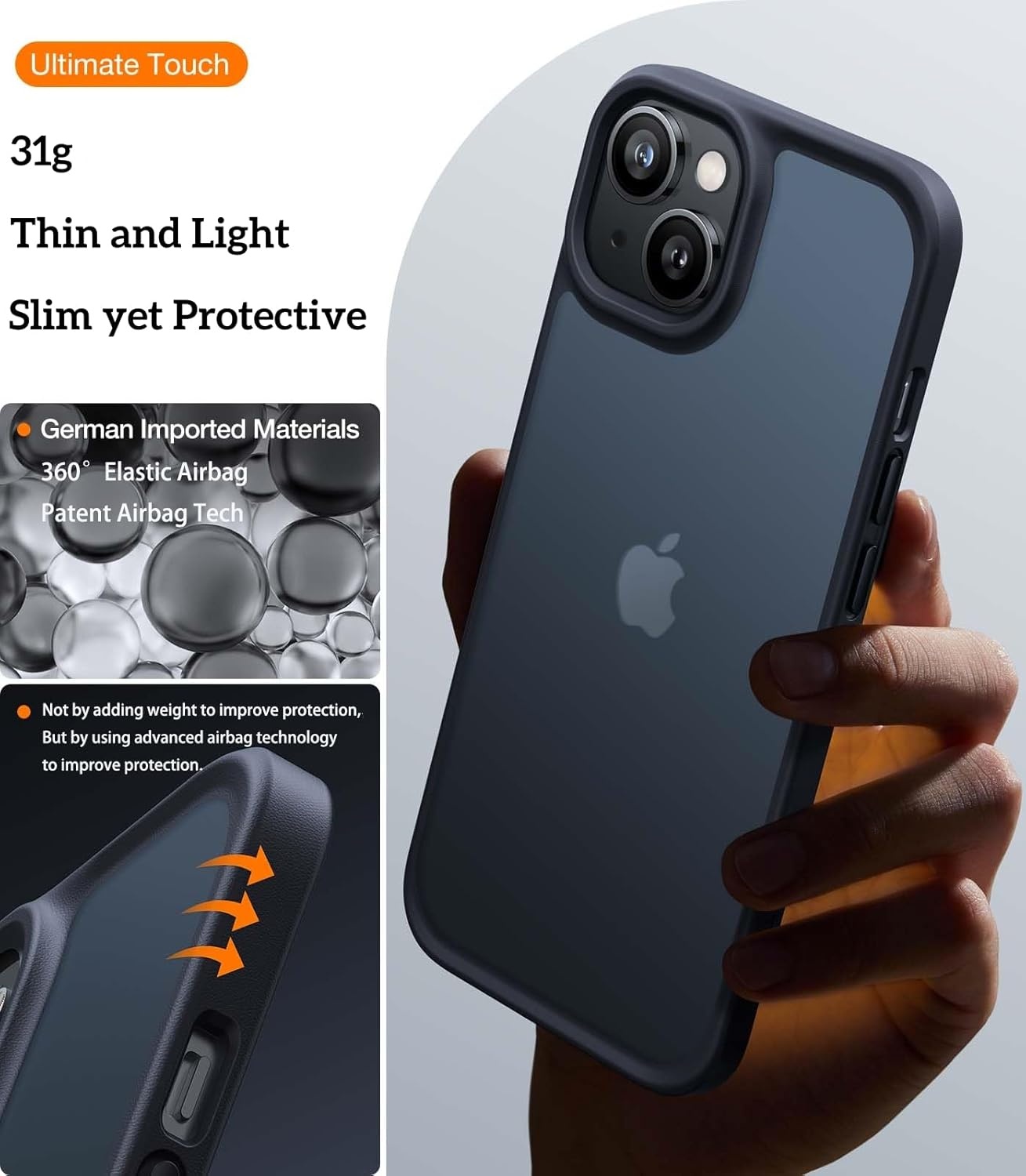 image:imageTORRAS Shockproof for iPhone 17 Pro Max Case with Camera Control Button 12FT Military Grade Drop Protection Enhanced Grip amp Soft Touch Translucent Slim 17 Pro Max Case 3 colors Buttons Deep BlueBlack