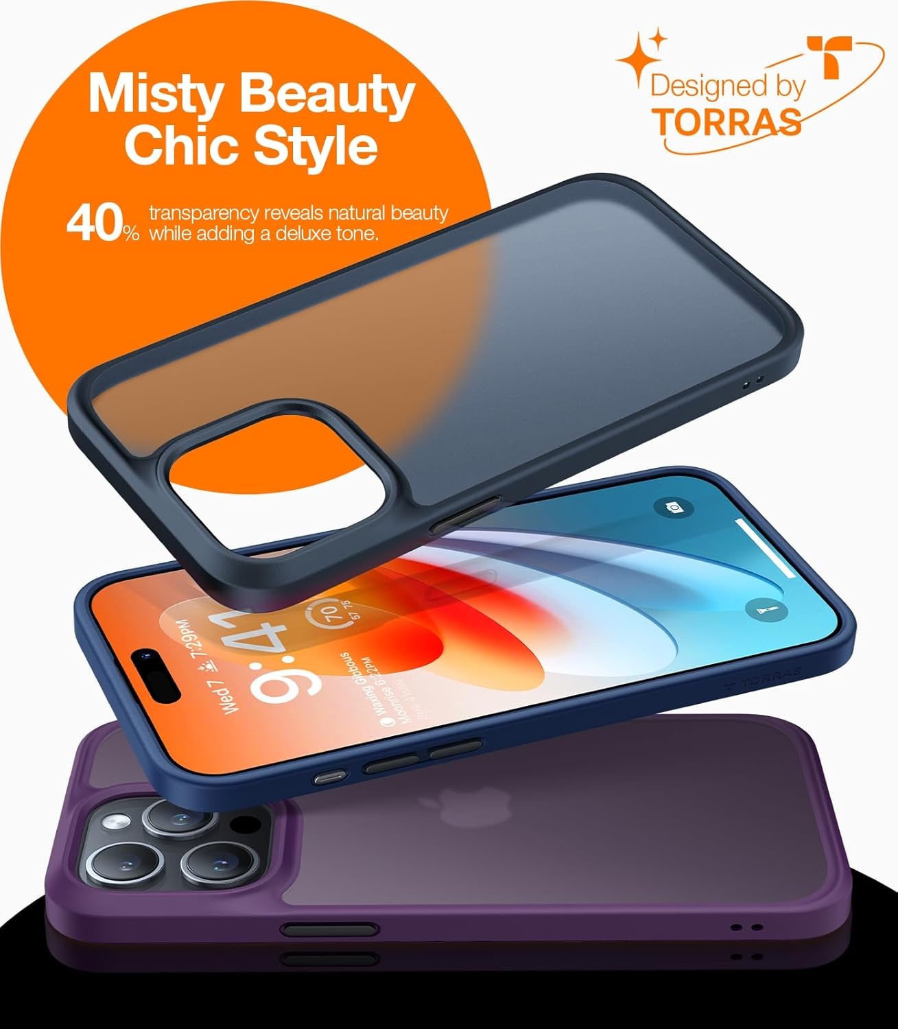 image:imageTORRAS Shockproof for iPhone 17 Pro Max Case with Camera Control Button 12FT Military Grade Drop Protection Enhanced Grip amp Soft Touch Translucent Slim 17 Pro Max Case 3 colors Buttons Deep BlueBlack