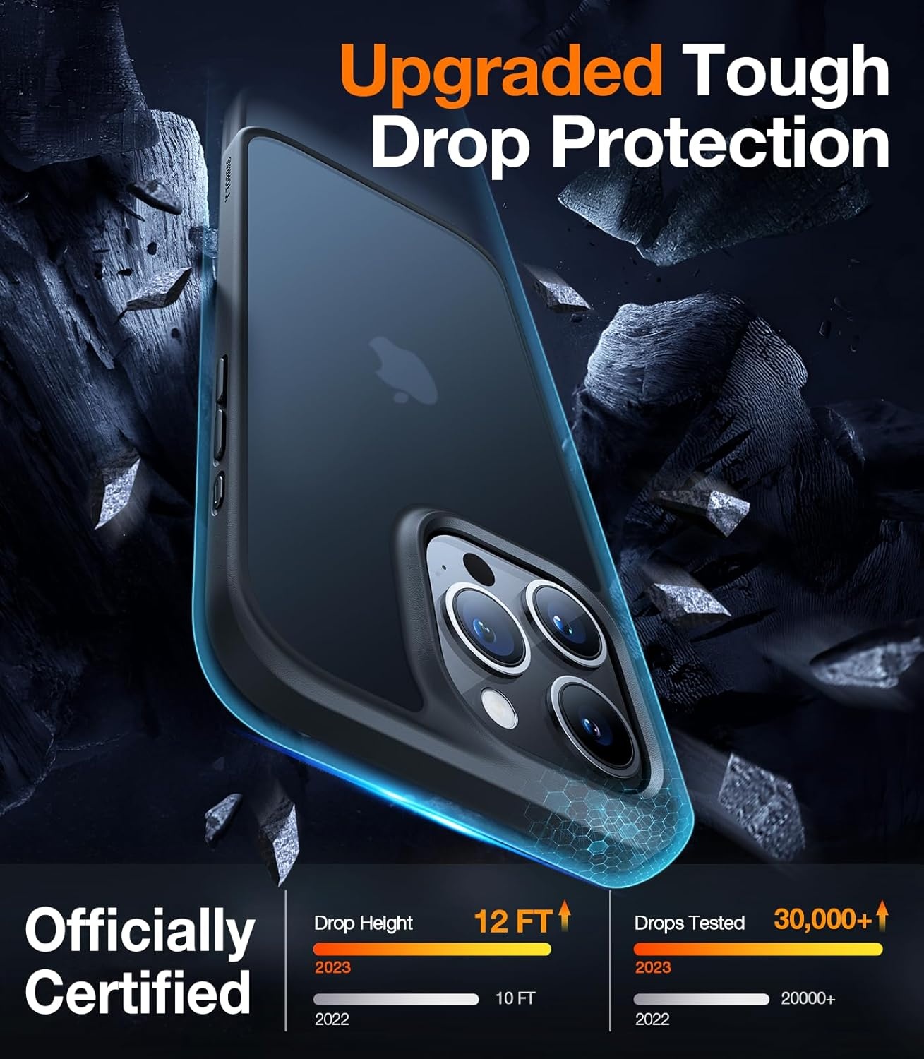 image:imageTORRAS Shockproof for iPhone 17 Pro Max Case with Camera Control Button 12FT Military Grade Drop Protection Enhanced Grip amp Soft Touch Translucent Slim 17 Pro Max Case 3 colors Buttons Deep BlueBlack