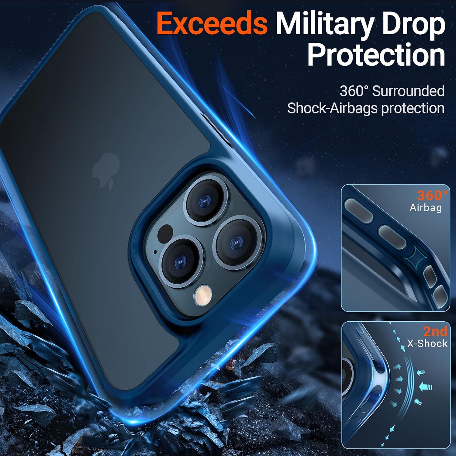 image:imageTORRAS Shockproof for iPhone 17 Pro Max Case with Camera Control Button 12FT Military Grade Drop Protection Enhanced Grip amp Soft Touch Translucent Slim 17 Pro Max Case 3 colors Buttons Deep BlueBlue