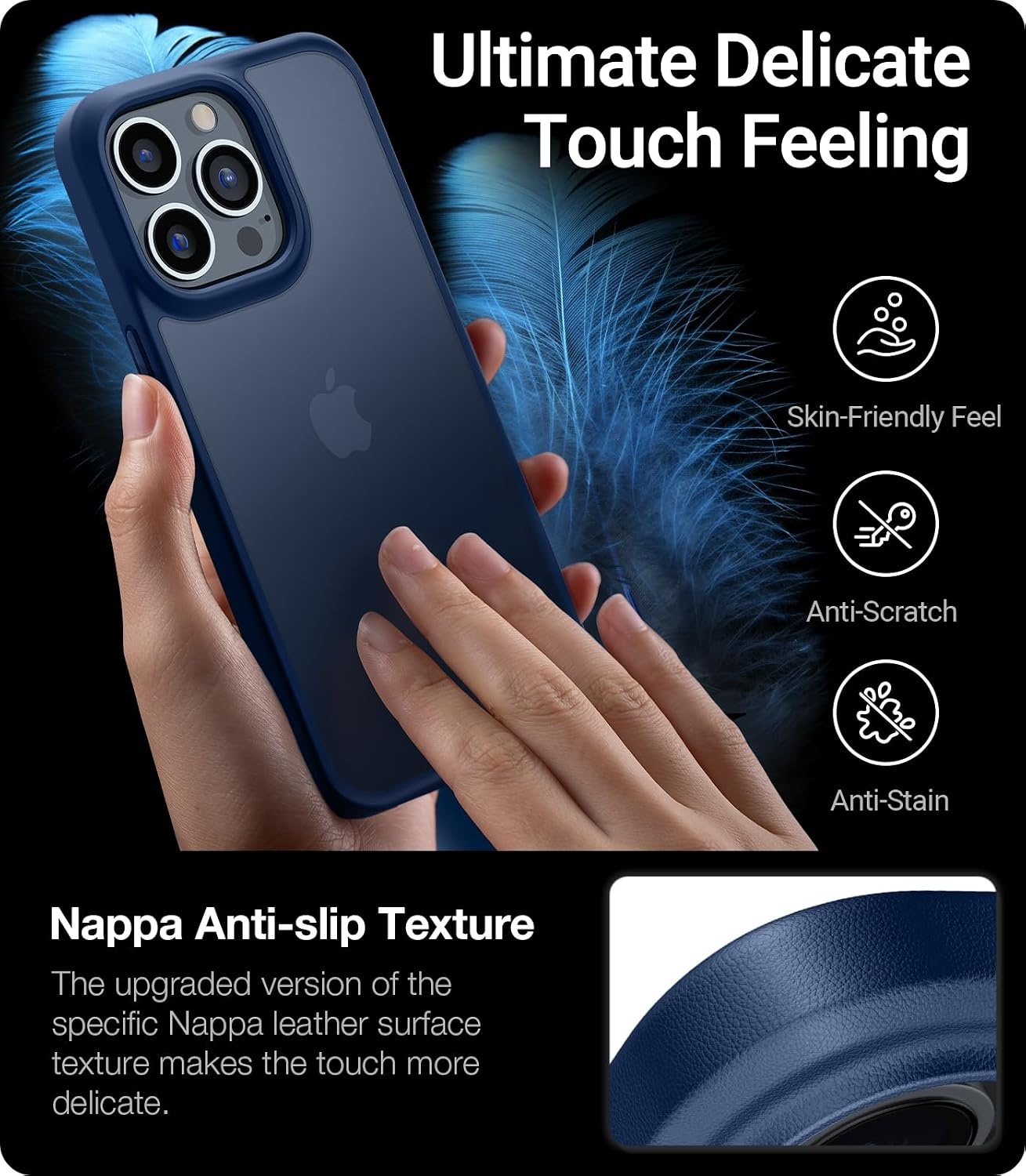 image:imageTORRAS Shockproof for iPhone 17 Pro Max Case with Camera Control Button 12FT Military Grade Drop Protection Enhanced Grip amp Soft Touch Translucent Slim 17 Pro Max Case 3 colors Buttons Deep BlueBlue