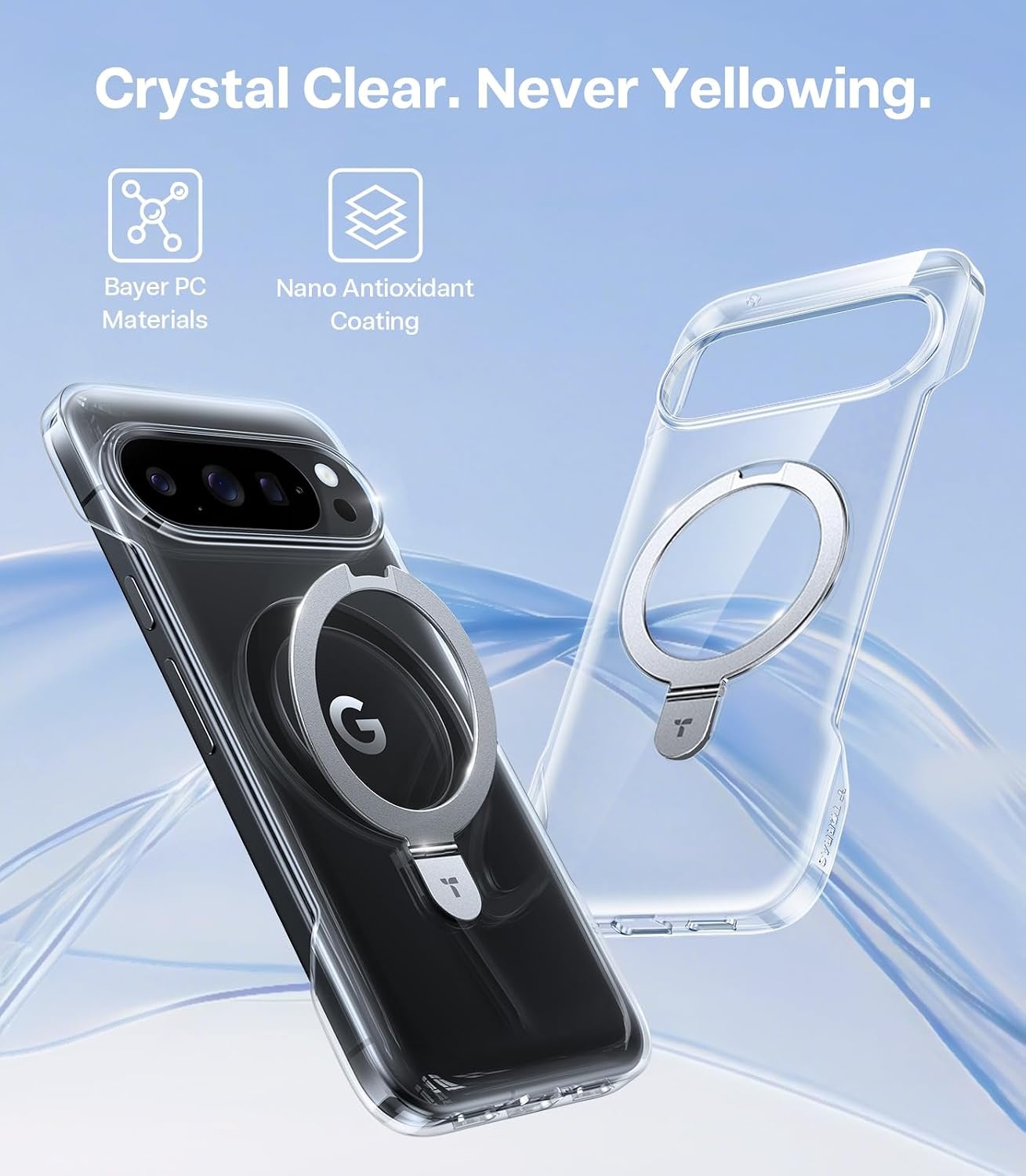 image:imageTORRAS Slim for Google Pixel 10 Pro XL Case Clear Fit for MagSafe Open Edge Frame Phone Case for Pixel 10 Pro XL with Stand Ultra Thin Minimalist Never Yellowing Shockproof Corner Cover ClearClear
