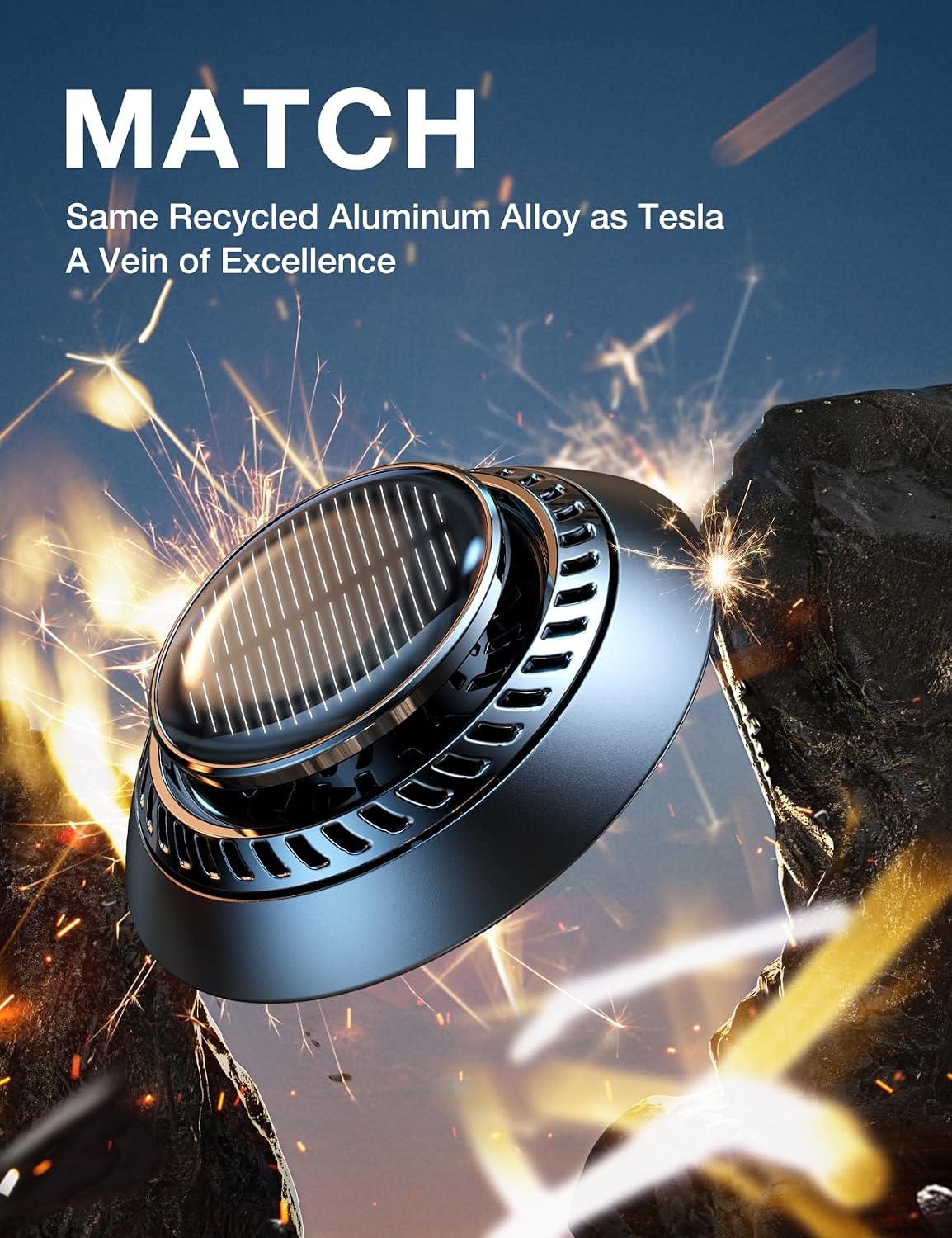 image:imageTORRAS SolarPowered Car Air Freshener Diffuser Essential Oils Plant Extracts Scent Super Quiet Cool Accessory