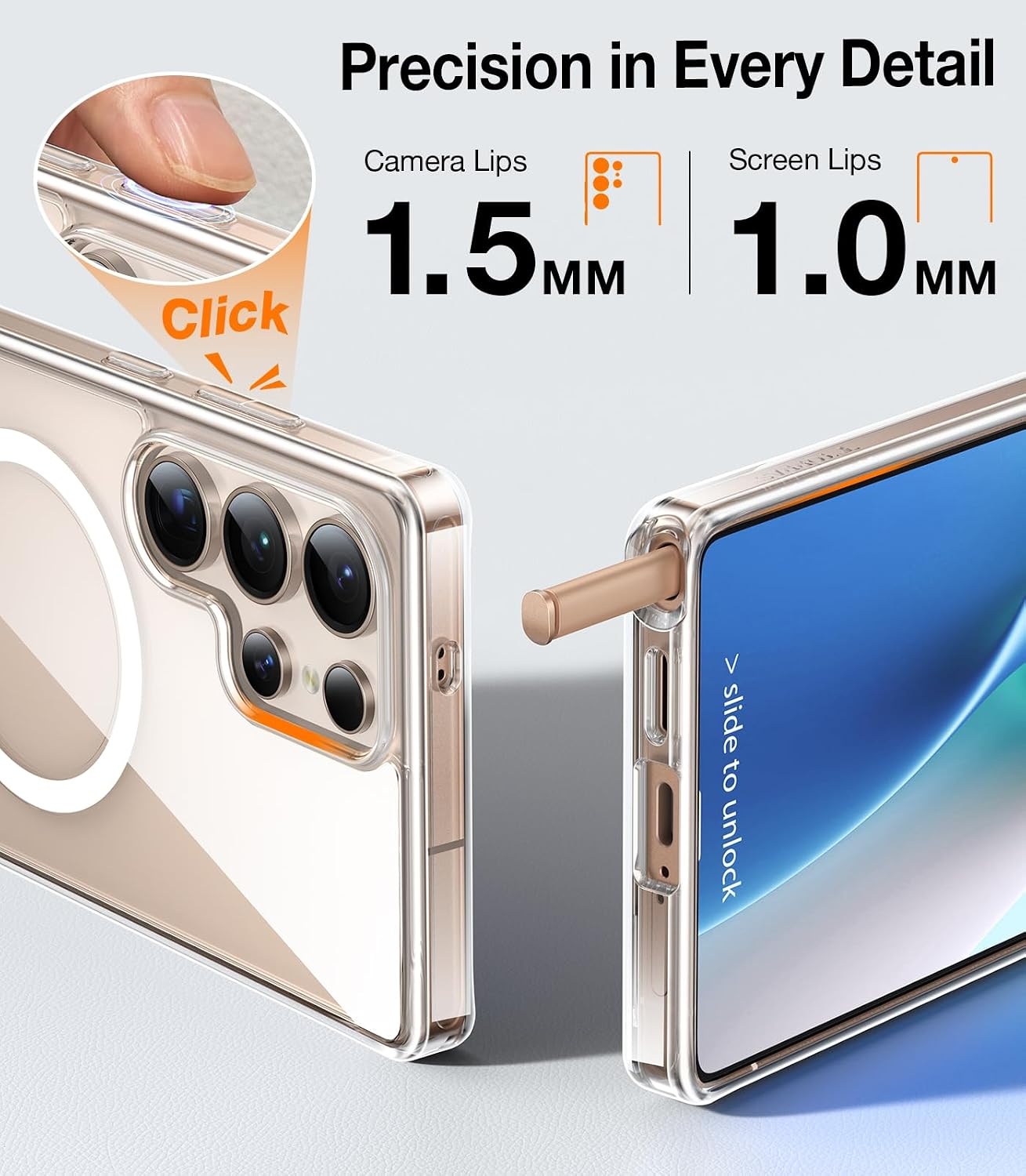 image:imageTORRAS Strong Magnetic amp Seamless Stand for Samsung Galaxy S25 Plus Case Fit for MagSafe MilGrade Drop Protection Kickstand for Samsung Galaxy S25 Plus Case AntiYellowing Diamond ClearClear