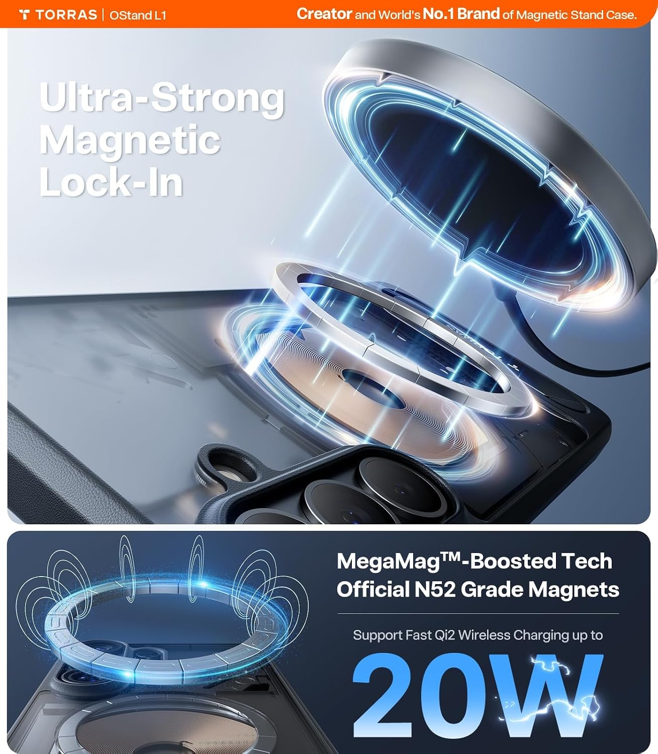 image:imageTORRAS Strong Magnetic amp Seamless Stand for Samsung Galaxy S25 Plus Case Fit for MagSafe MilGrade Drop Protection Kickstand for Samsung Galaxy S25 Plus Case AntiYellowing Diamond ClearBlack