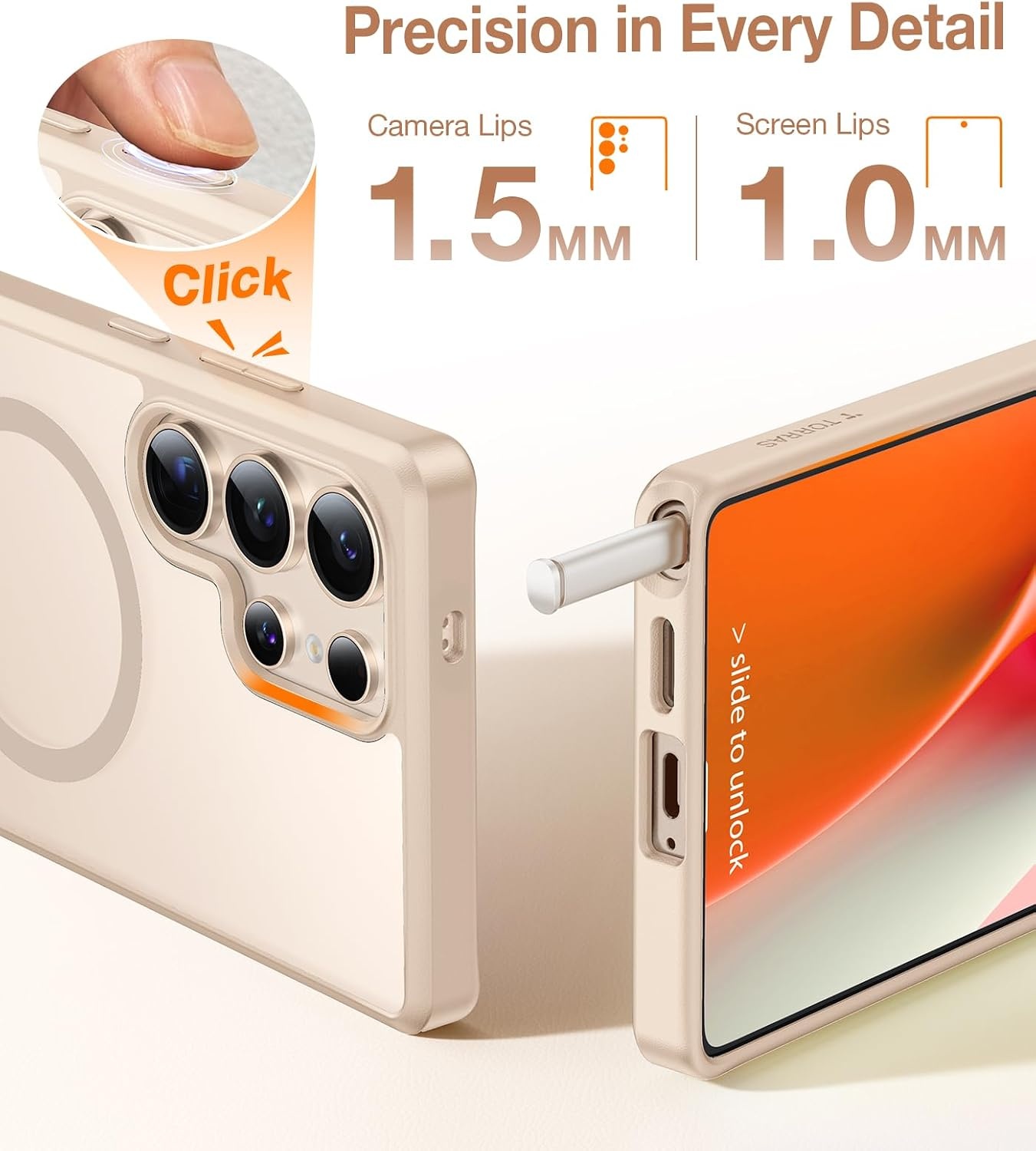 image:imageTORRAS Strong Magnetic amp Seamless Stand for Samsung Galaxy S25 Plus Case Fit for MagSafe MilGrade Drop Protection Kickstand for Samsung Galaxy S25 Plus Case AntiYellowing Diamond ClearSoft Gold