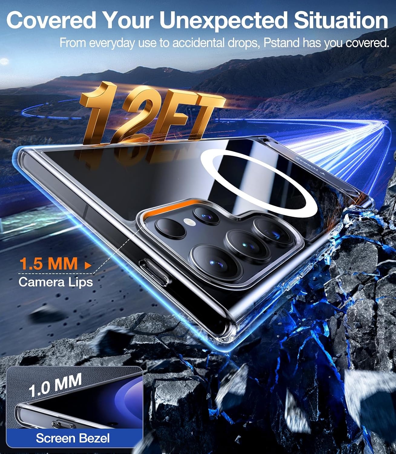 image:imageTORRAS Strong Magnetic amp Seamless Stand for Samsung Galaxy S25 Plus Case Fit for MagSafe MilGrade Drop Protection Kickstand for Samsung Galaxy S25 Plus Case AntiYellowing Diamond ClearClear
