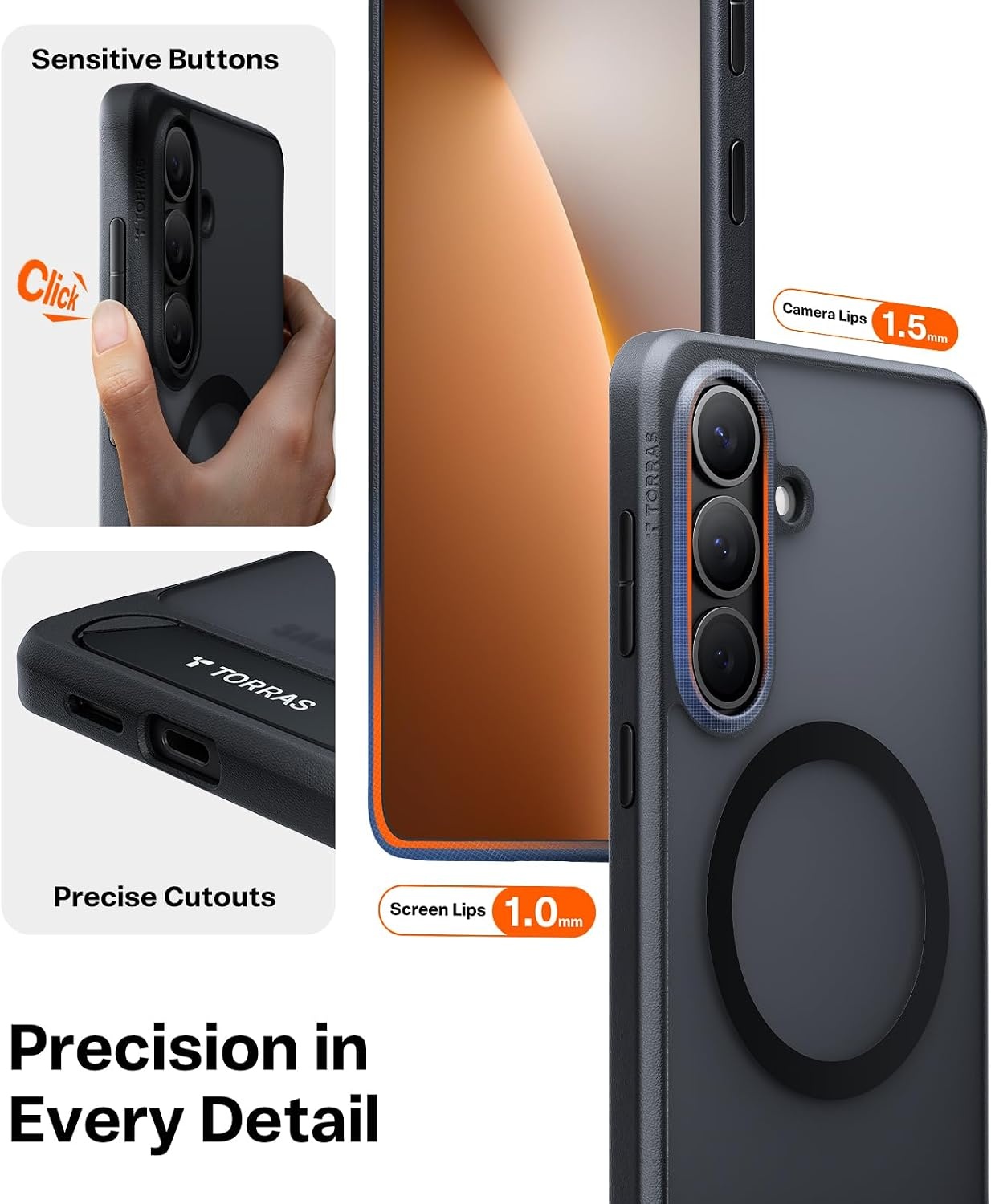 image:imageTORRAS Strong Magnetic amp Seamless Stand for Samsung Galaxy S25 Plus Case Fit for MagSafe MilGrade Drop Protection Kickstand for Samsung Galaxy S25 Plus Case AntiYellowing Diamond ClearBlack