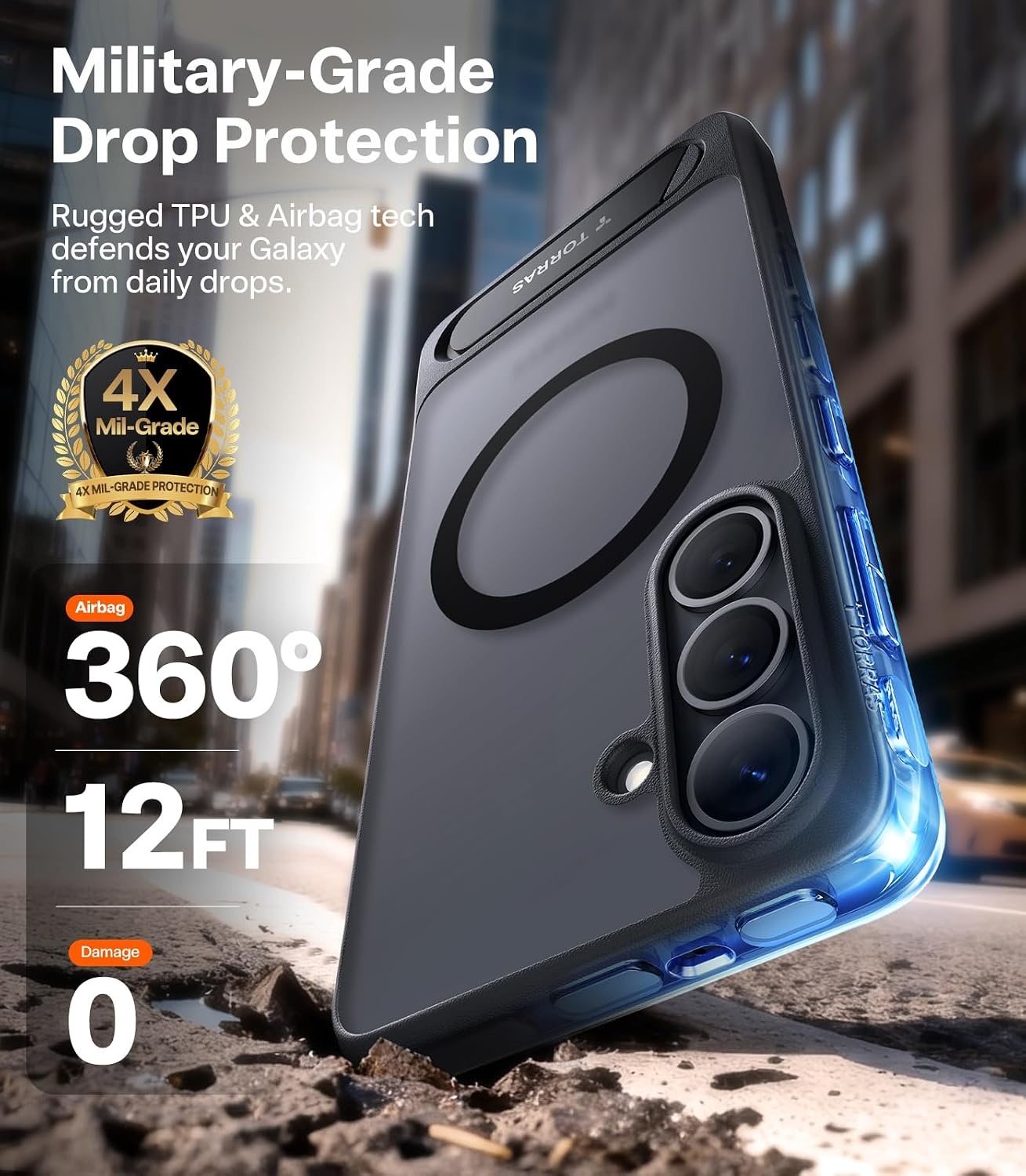 image:imageTORRAS Strong Magnetic amp Seamless Stand for Samsung Galaxy S25 Plus Case Fit for MagSafe MilGrade Drop Protection Kickstand for Samsung Galaxy S25 Plus Case AntiYellowing Diamond ClearBlack
