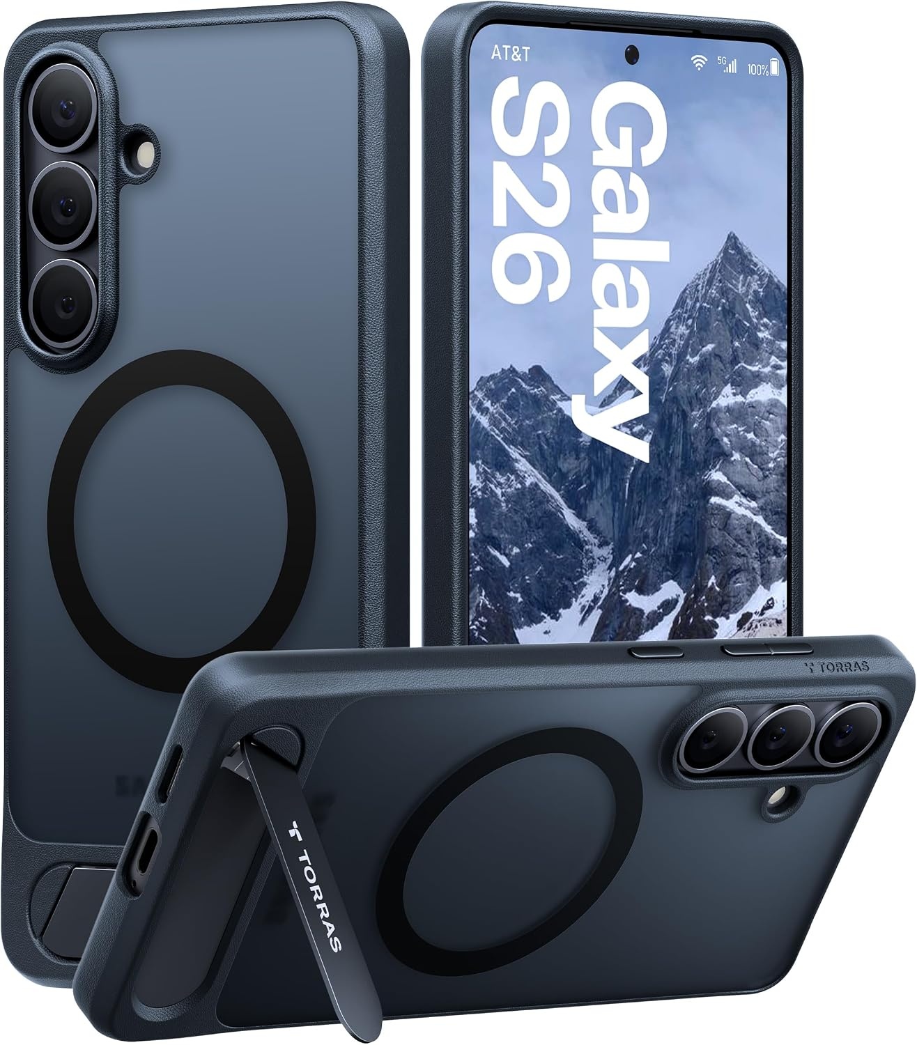image:imageTORRAS Strong Magnetic amp Seamless Stand for Samsung Galaxy S25 Plus Case Fit for MagSafe MilGrade Drop Protection Kickstand for Samsung Galaxy S25 Plus Case AntiYellowing Diamond ClearBlack