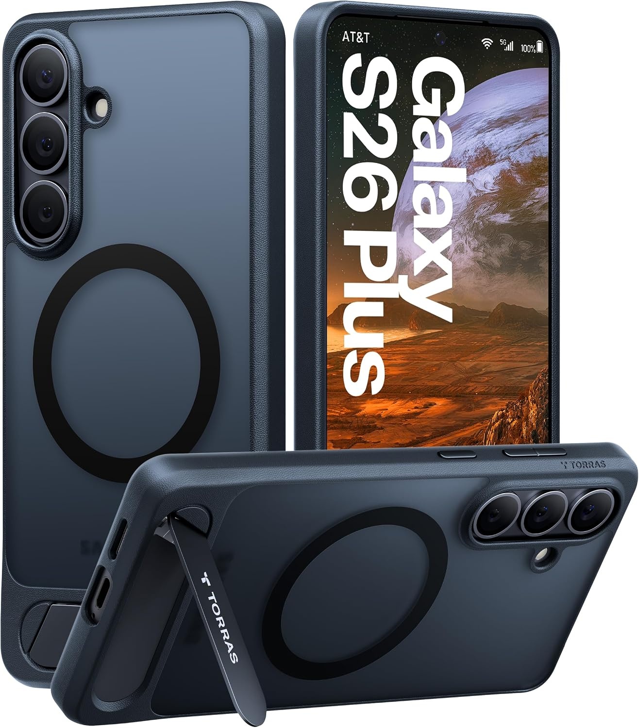 image:imageTORRAS Strong Magnetic amp Seamless Stand for Samsung Galaxy S25 Plus Case Fit for MagSafe MilGrade Drop Protection Kickstand for Samsung Galaxy S25 Plus Case AntiYellowing Diamond ClearBlack