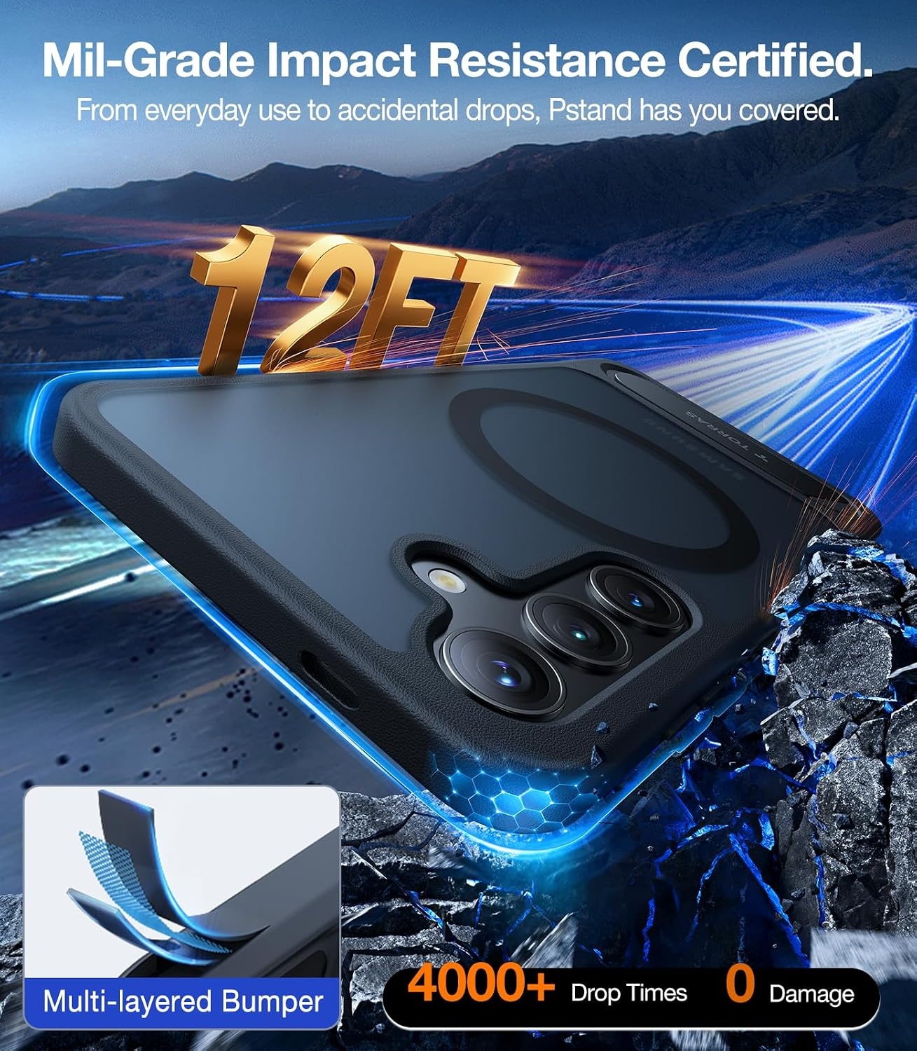image:imageTORRAS Strong Magnetic amp Seamless Stand for Samsung Galaxy S25 Plus Case Fit for MagSafe MilGrade Drop Protection Kickstand for Samsung Galaxy S25 Plus Case AntiYellowing Diamond ClearBlack
