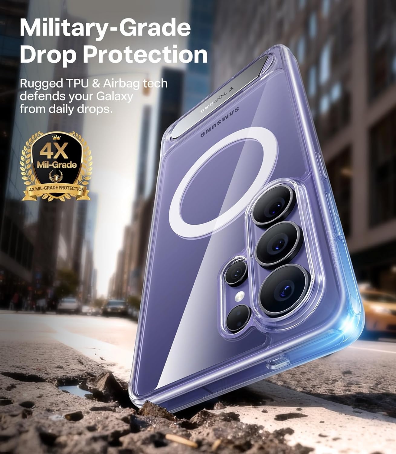 image:imageTORRAS Strong Magnetic amp Seamless Stand for Samsung Galaxy S25 Plus Case Fit for MagSafe MilGrade Drop Protection Kickstand for Samsung Galaxy S25 Plus Case AntiYellowing Diamond ClearClear