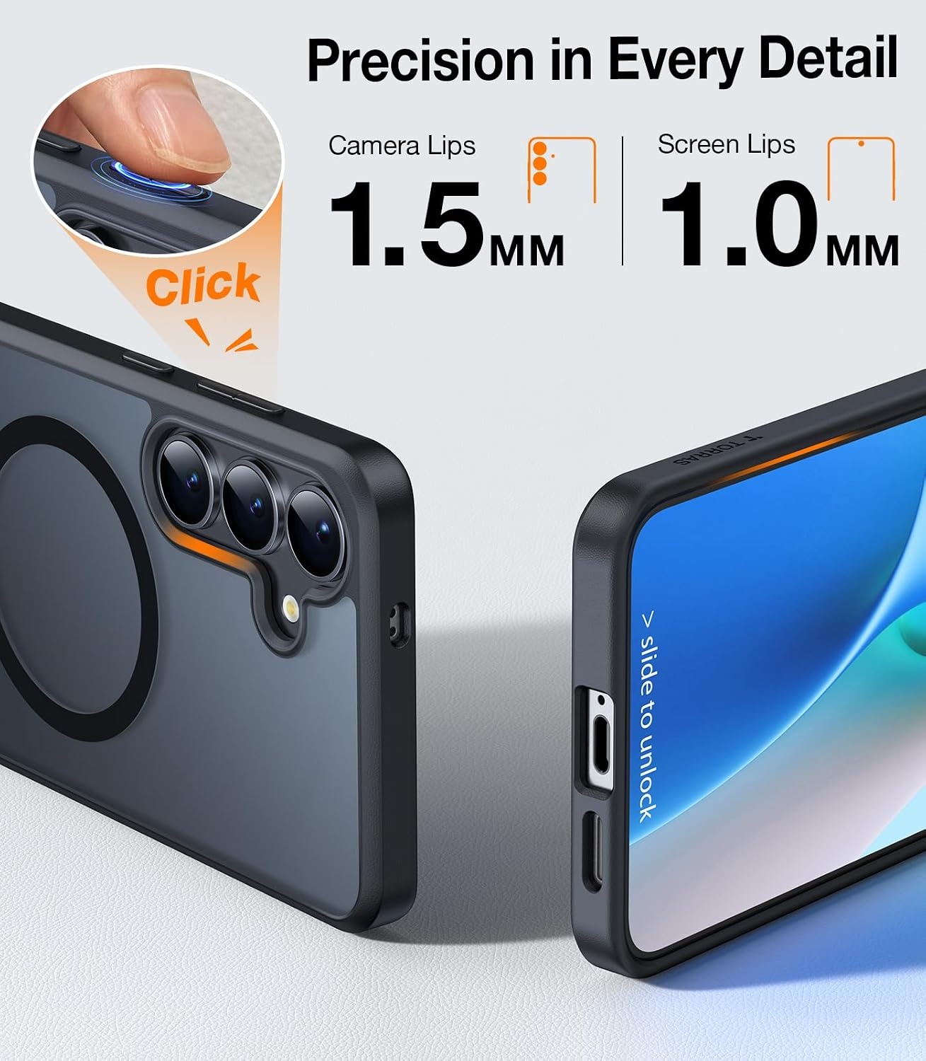 image:imageTORRAS Strong Magnetic amp Seamless Stand for Samsung Galaxy S25 Plus Case Fit for MagSafe MilGrade Drop Protection Kickstand for Samsung Galaxy S25 Plus Case AntiYellowing Diamond ClearBlack