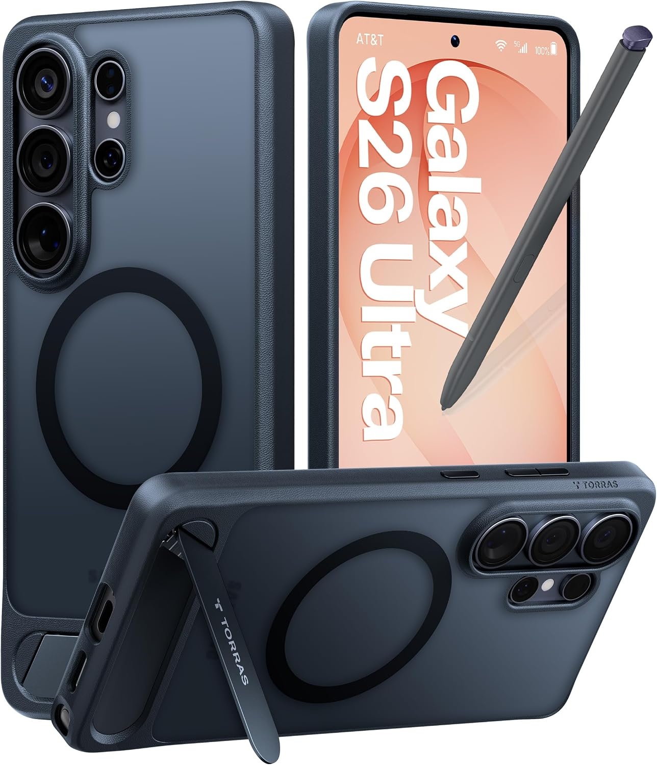 image:imageTORRAS Strong Magnetic amp Seamless Stand for Samsung Galaxy S25 Plus Case Fit for MagSafe MilGrade Drop Protection Kickstand for Samsung Galaxy S25 Plus Case AntiYellowing Diamond ClearBlack