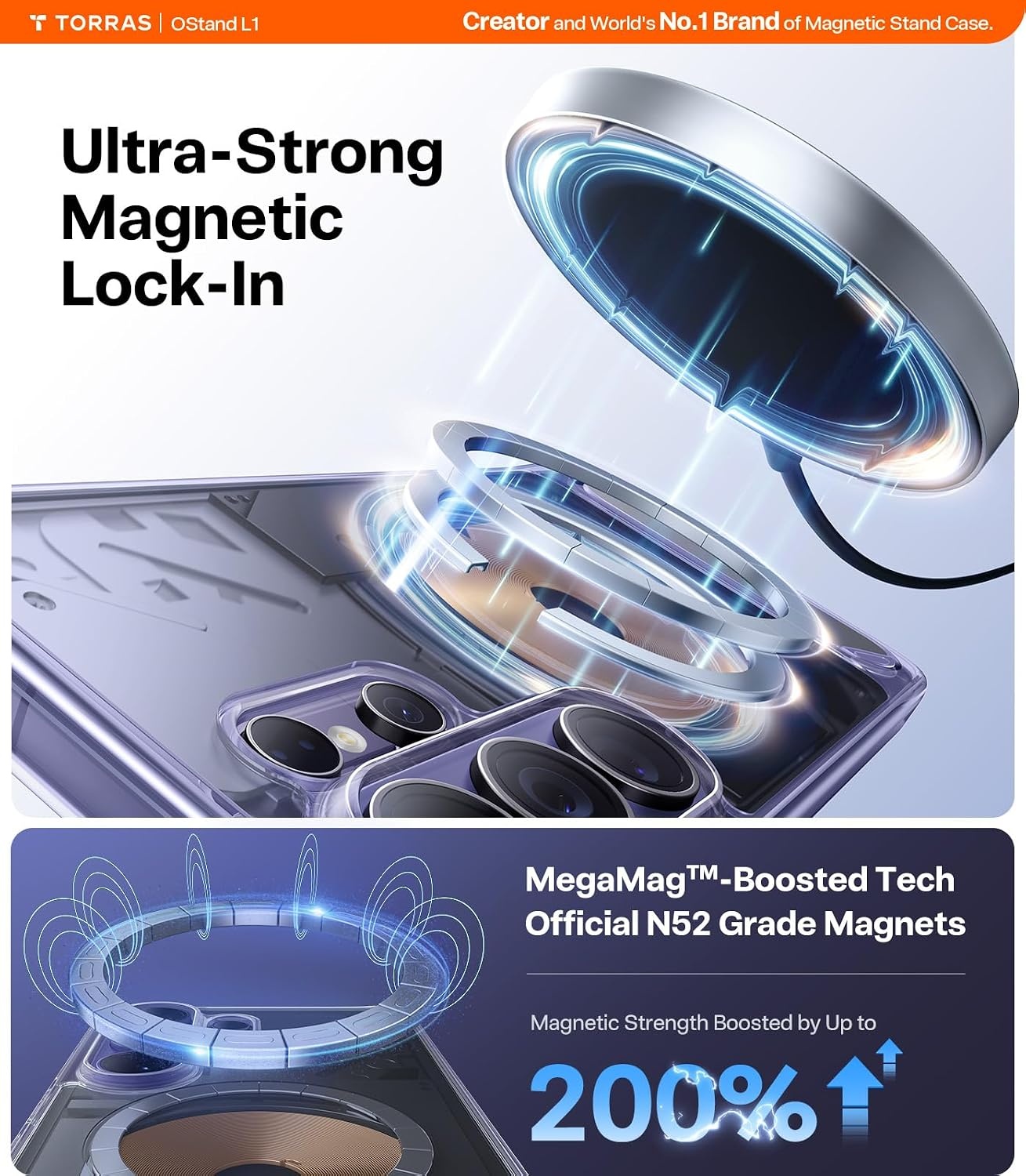 image:imageTORRAS Strong Magnetic amp Seamless Stand for Samsung Galaxy S25 Plus Case Fit for MagSafe MilGrade Drop Protection Kickstand for Samsung Galaxy S25 Plus Case AntiYellowing Diamond ClearClear