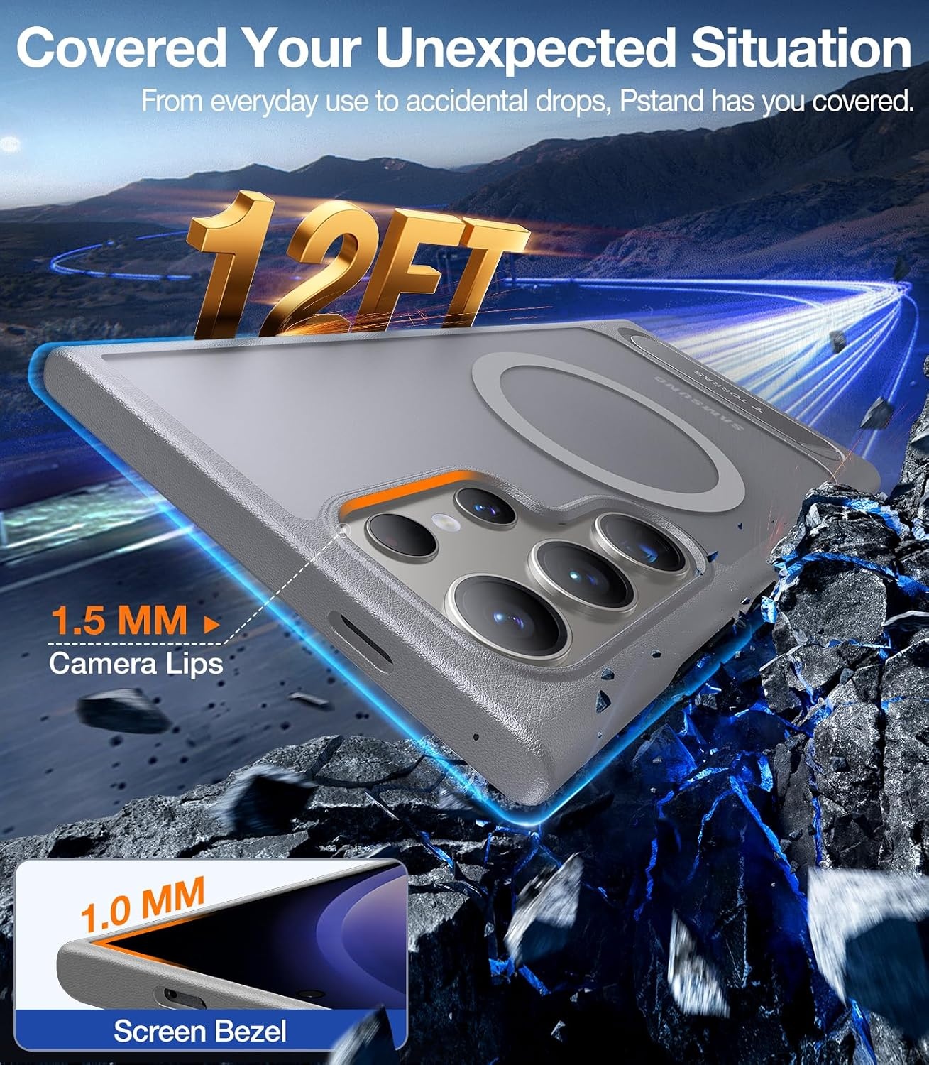 image:imageTORRAS Strong Magnetic amp Seamless Stand for Samsung Galaxy S25 Plus Case Fit for MagSafe MilGrade Drop Protection Kickstand for Samsung Galaxy S25 Plus Case AntiYellowing Diamond ClearGray