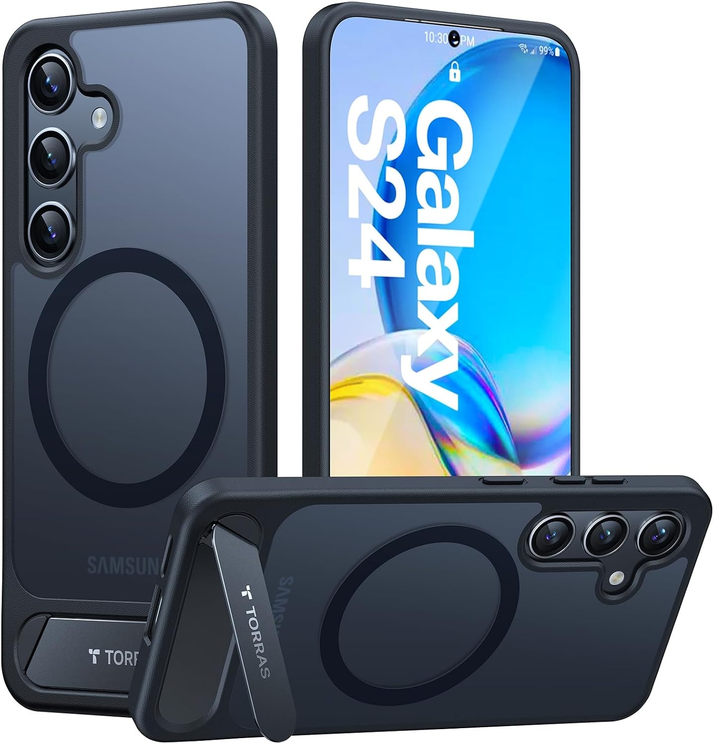 image:imageTORRAS Strong Magnetic amp Seamless Stand for Samsung Galaxy S25 Plus Case Fit for MagSafe MilGrade Drop Protection Kickstand for Samsung Galaxy S25 Plus Case AntiYellowing Diamond ClearBlack
