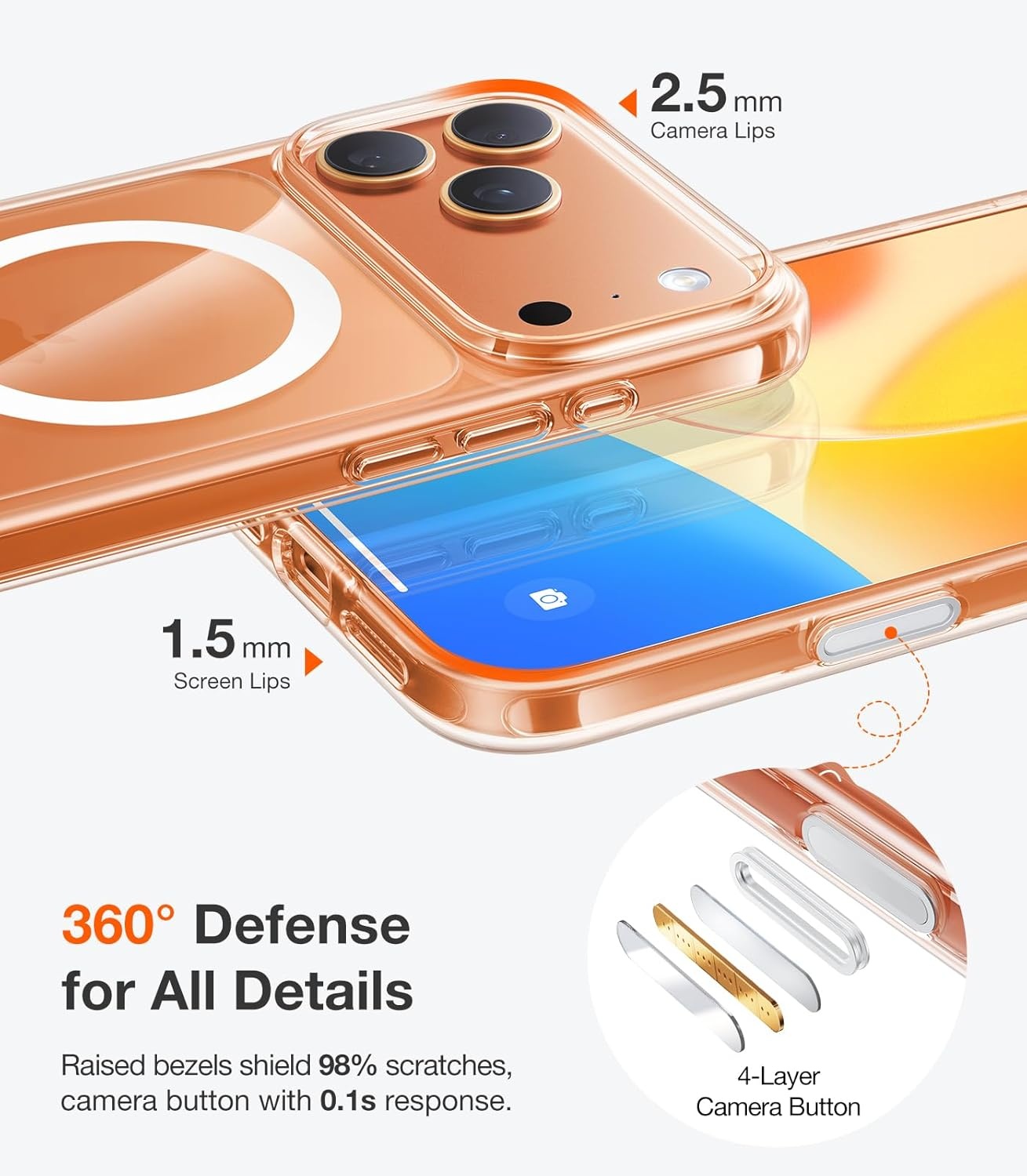 image:imageTORRAS Stronger Magnetic amp Shockproof for iPhone 17 Pro Max Case Fit for MagSafe MilGrade Drop Protection Camera Control DIY Button Slim for iPhone 17 Pro Max Phone Case Translucent Deep BlueClear