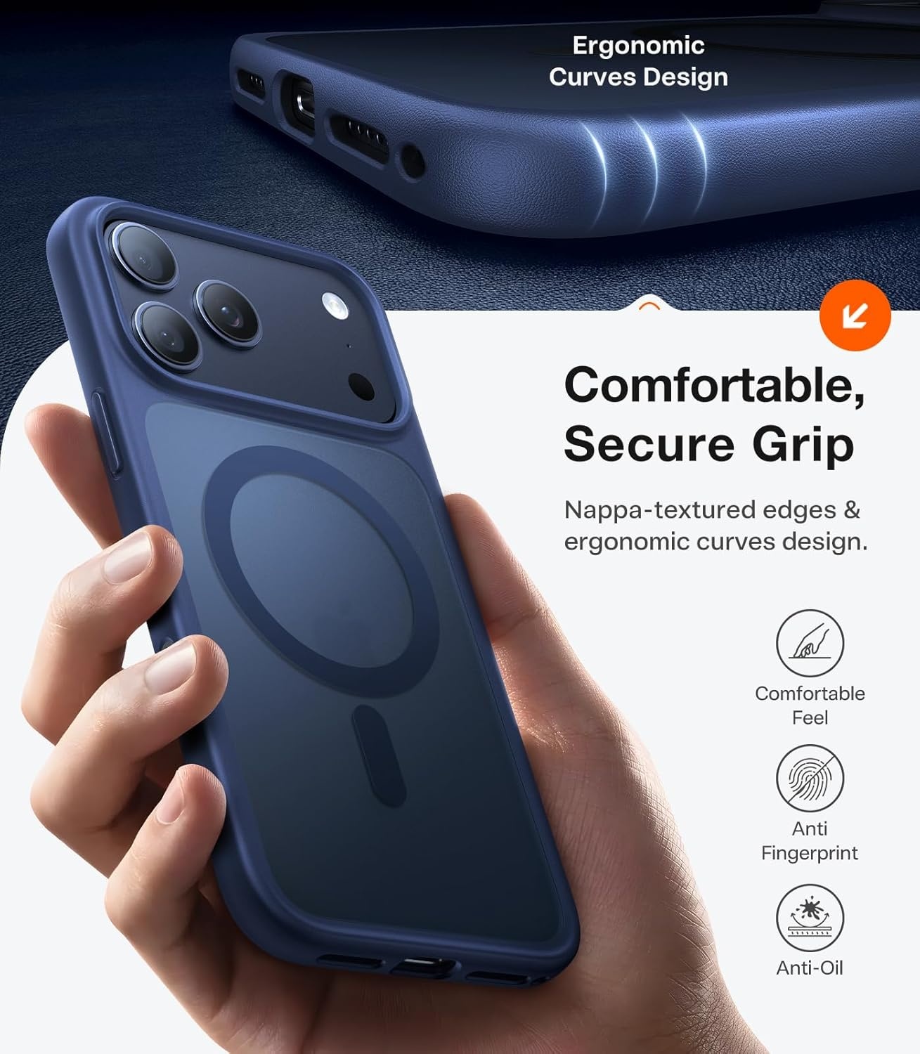 image:imageTORRAS Stronger Magnetic amp Shockproof for iPhone 17 Pro Max Case Fit for MagSafe MilGrade Drop Protection Camera Control DIY Button Slim for iPhone 17 Pro Max Phone Case Translucent Deep BlueBlue