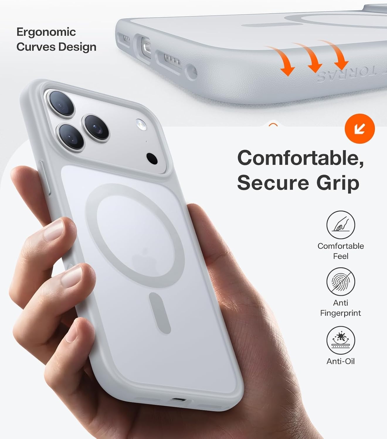 image:imageTORRAS Stronger Magnetic amp Shockproof for iPhone 17 Pro Max Case Fit for MagSafe MilGrade Drop Protection Camera Control DIY Button Slim for iPhone 17 Pro Max Phone Case Translucent Deep BlueSilver