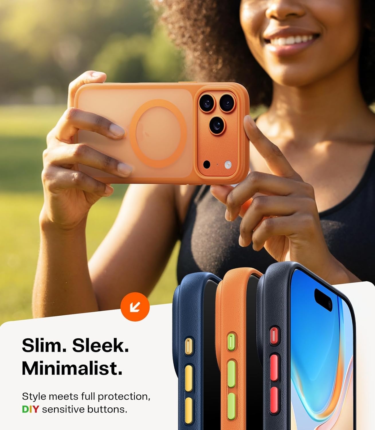 image:imageTORRAS Stronger Magnetic amp Shockproof for iPhone 17 Pro Max Case Fit for MagSafe MilGrade Drop Protection Camera Control DIY Button Slim for iPhone 17 Pro Max Phone Case Translucent Deep BlueCosmic Orange