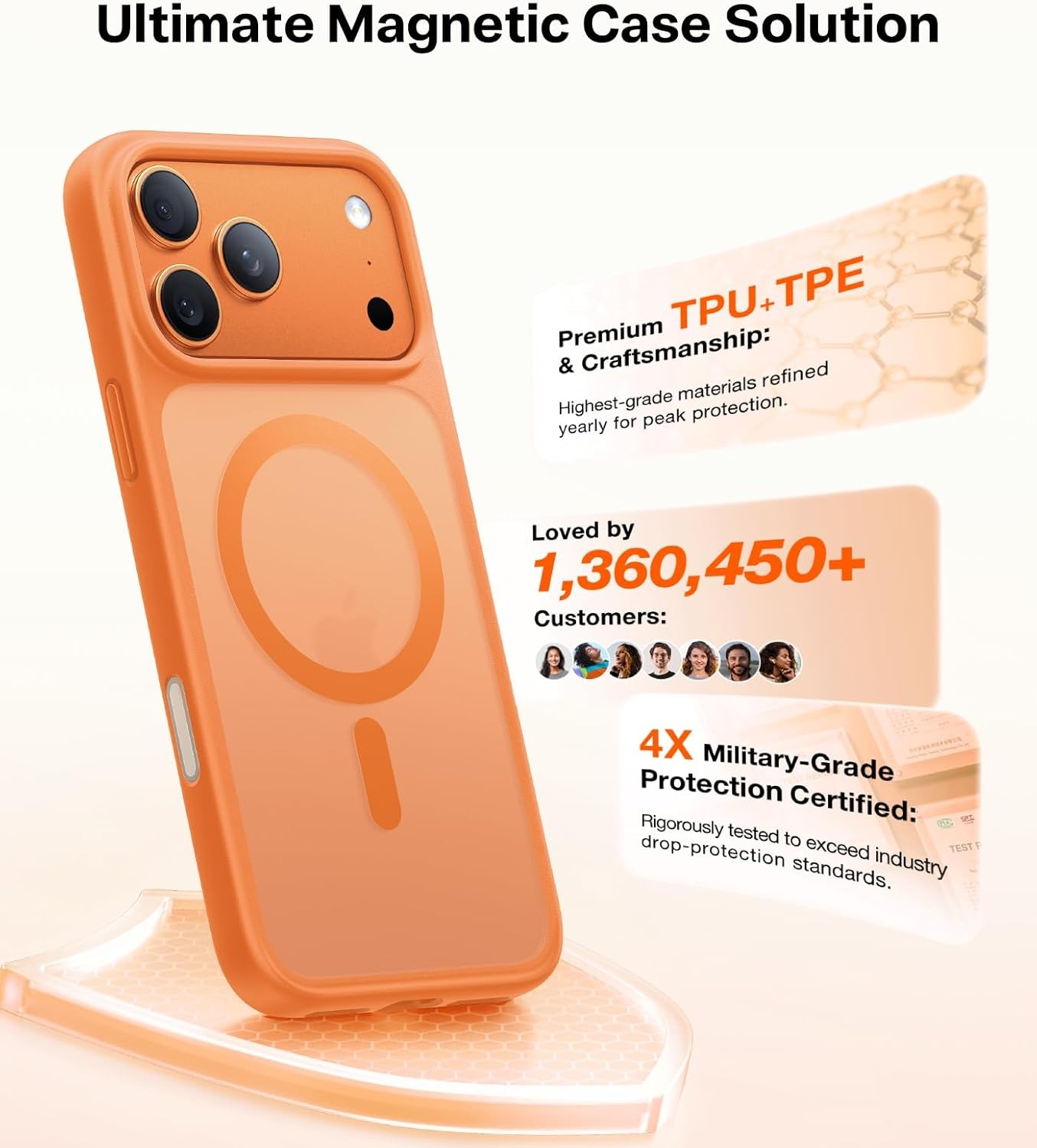 image:imageTORRAS Stronger Magnetic amp Shockproof for iPhone 17 Pro Max Case Fit for MagSafe MilGrade Drop Protection Camera Control DIY Button Slim for iPhone 17 Pro Max Phone Case Translucent Deep BlueCosmic Orange