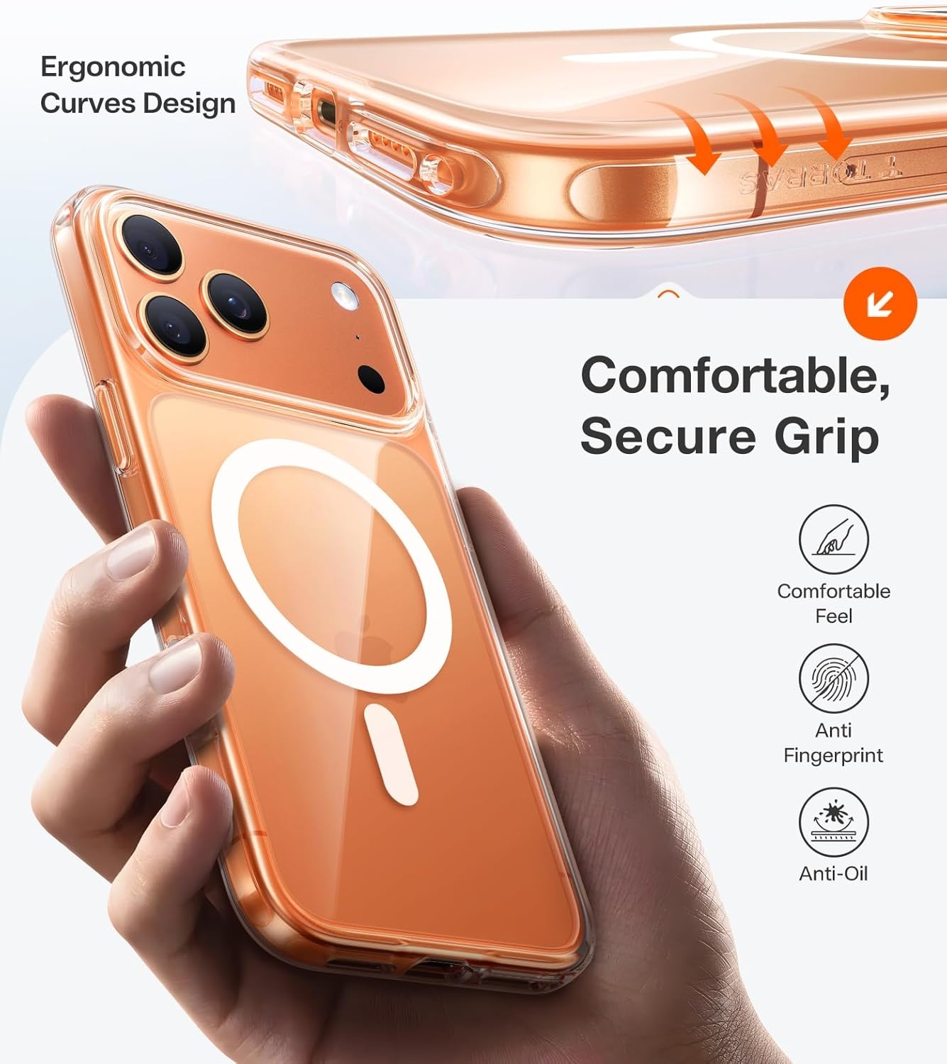image:imageTORRAS Stronger Magnetic amp Shockproof for iPhone 17 Pro Max Case Fit for MagSafe MilGrade Drop Protection Camera Control DIY Button Slim for iPhone 17 Pro Max Phone Case Translucent Deep BlueClear