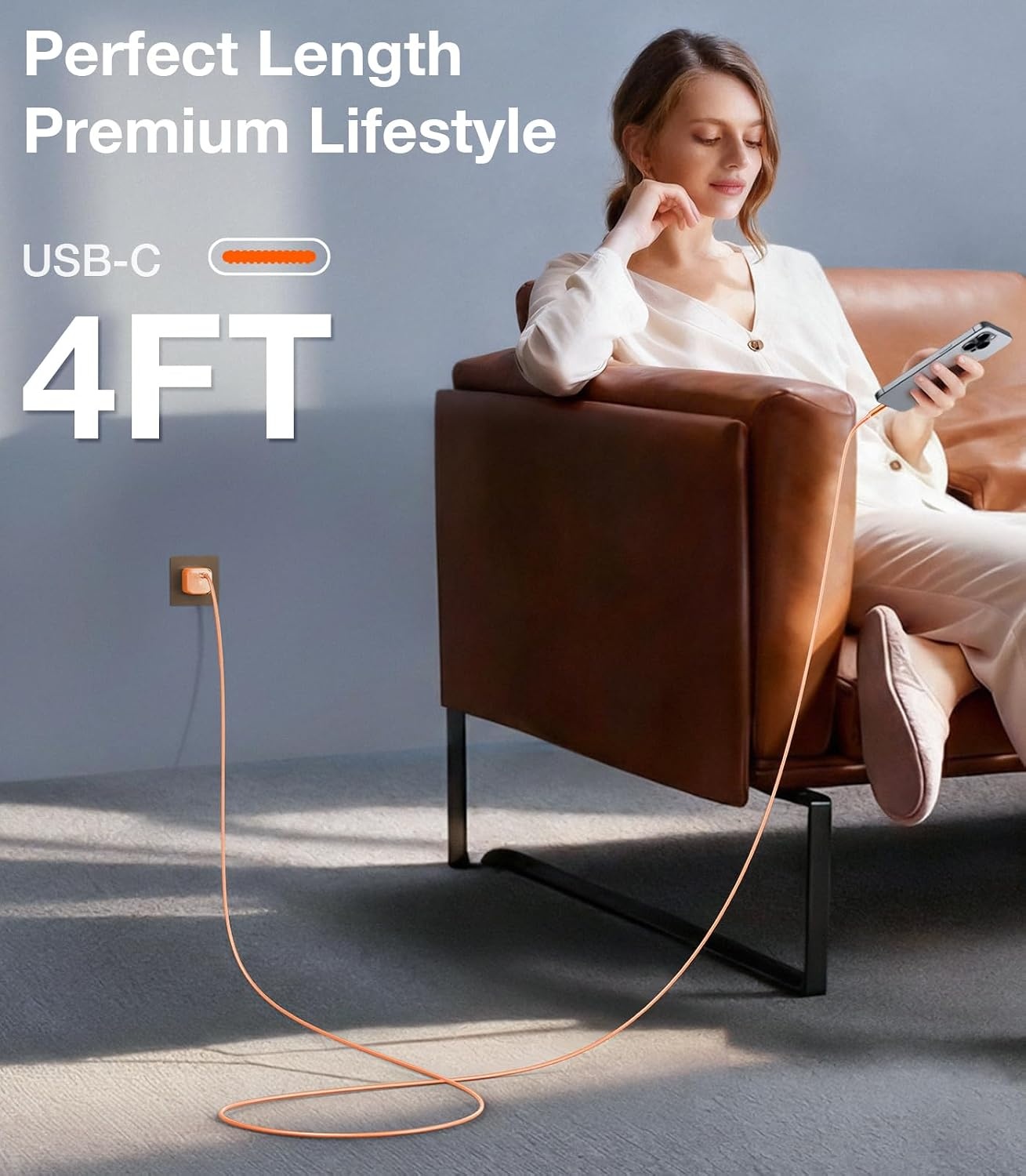 image:imageTORRAS USC C to USB C Cable 60W 6ft Military Grade Tested USB C Charger Cable Fast Charge for iPhone 15 Pro Max Plus Samsung S2423 MacBook Air Pro 2020 iPad ProAirMini Pearl WhiteOrange