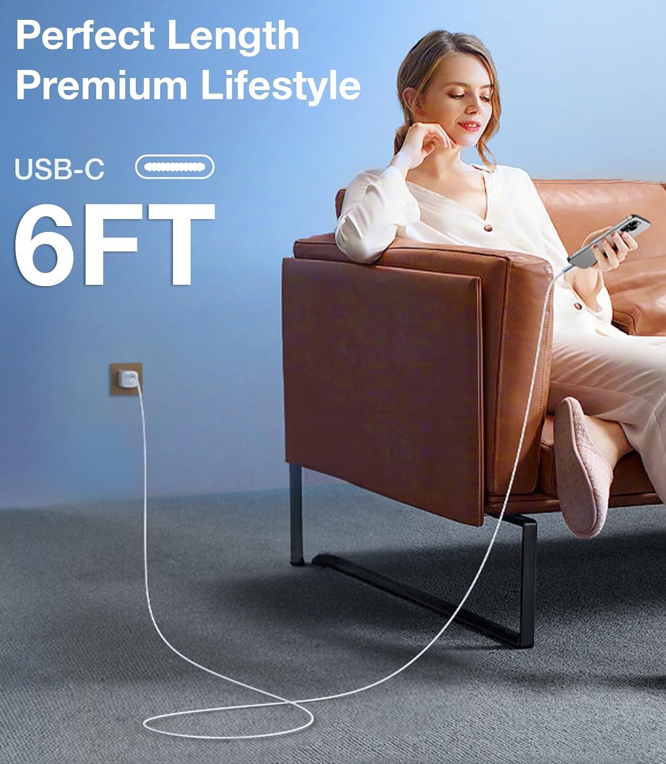 image:imageTORRAS USC C to USB C Cable 60W 6ft Military Grade Tested USB C Charger Cable Fast Charge for iPhone 15 Pro Max Plus Samsung S2423 MacBook Air Pro 2020 iPad ProAirMini Pearl WhiteWhite