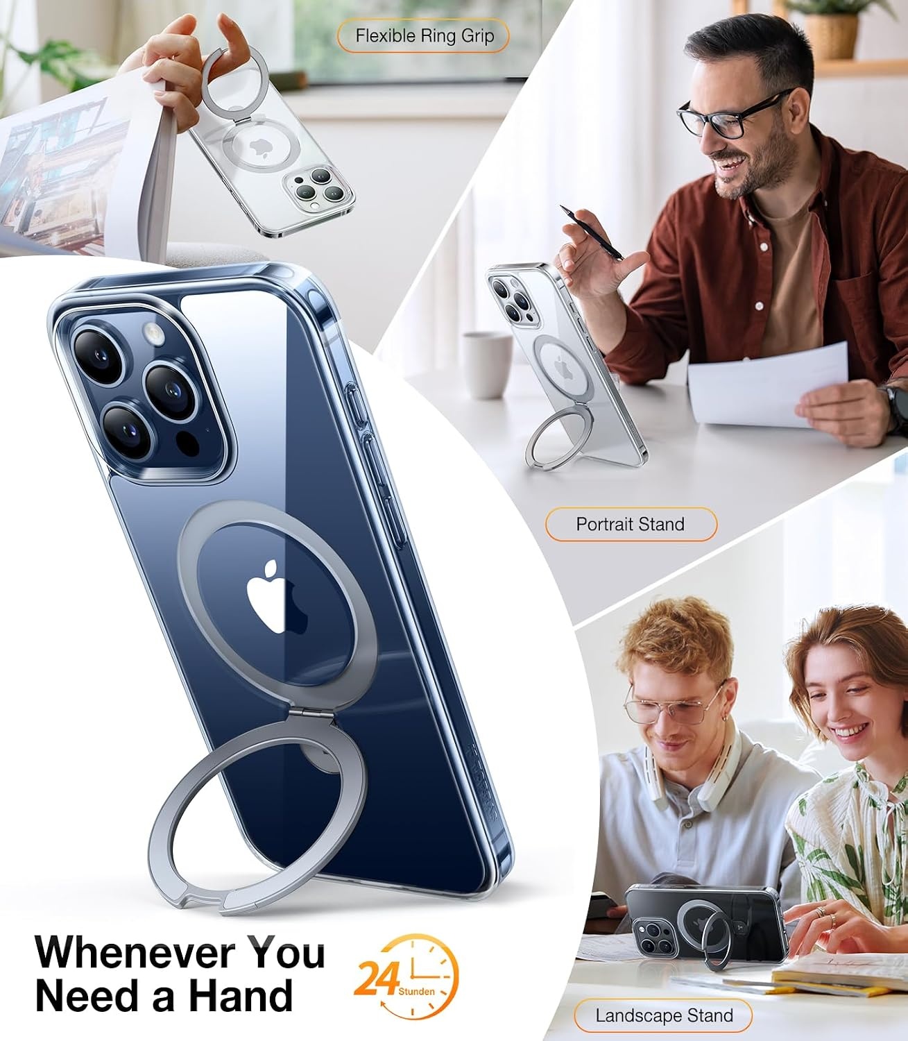 image:imageTORRAS Ultra Magnetic Ostand for iPhone 15 Pro Case Fit for MagSafe Sturdy Stand amp Ring Holder MilGrade Shockproof AntiYellow AntiScratch Slim Protective Kickstand Case Crystal Clear 61 inchCrystal Clear