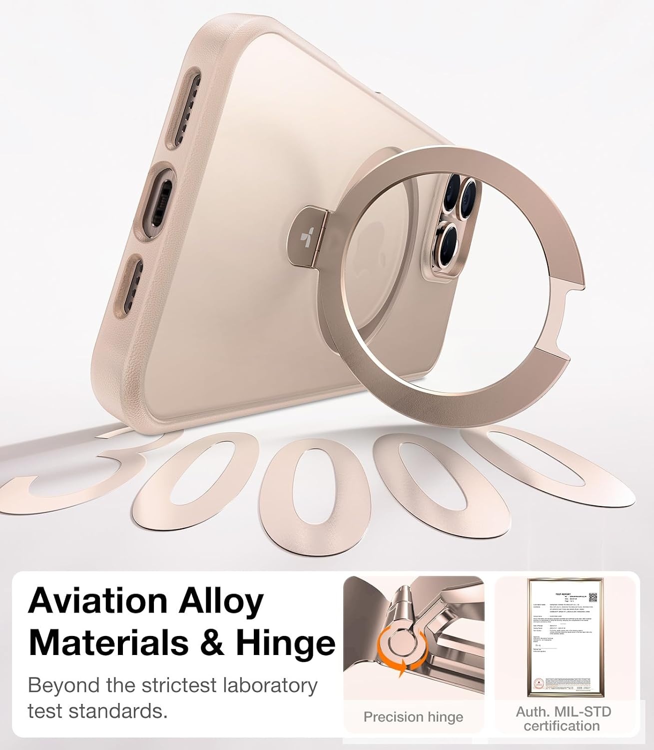 image:imageTORRAS Ultra Magnetic Ostand for iPhone 15 Pro Case Fit for MagSafe Sturdy Stand amp Ring Holder MilGrade Shockproof AntiYellow AntiScratch Slim Protective Kickstand Case Crystal Clear 61 inchDesert Titanium