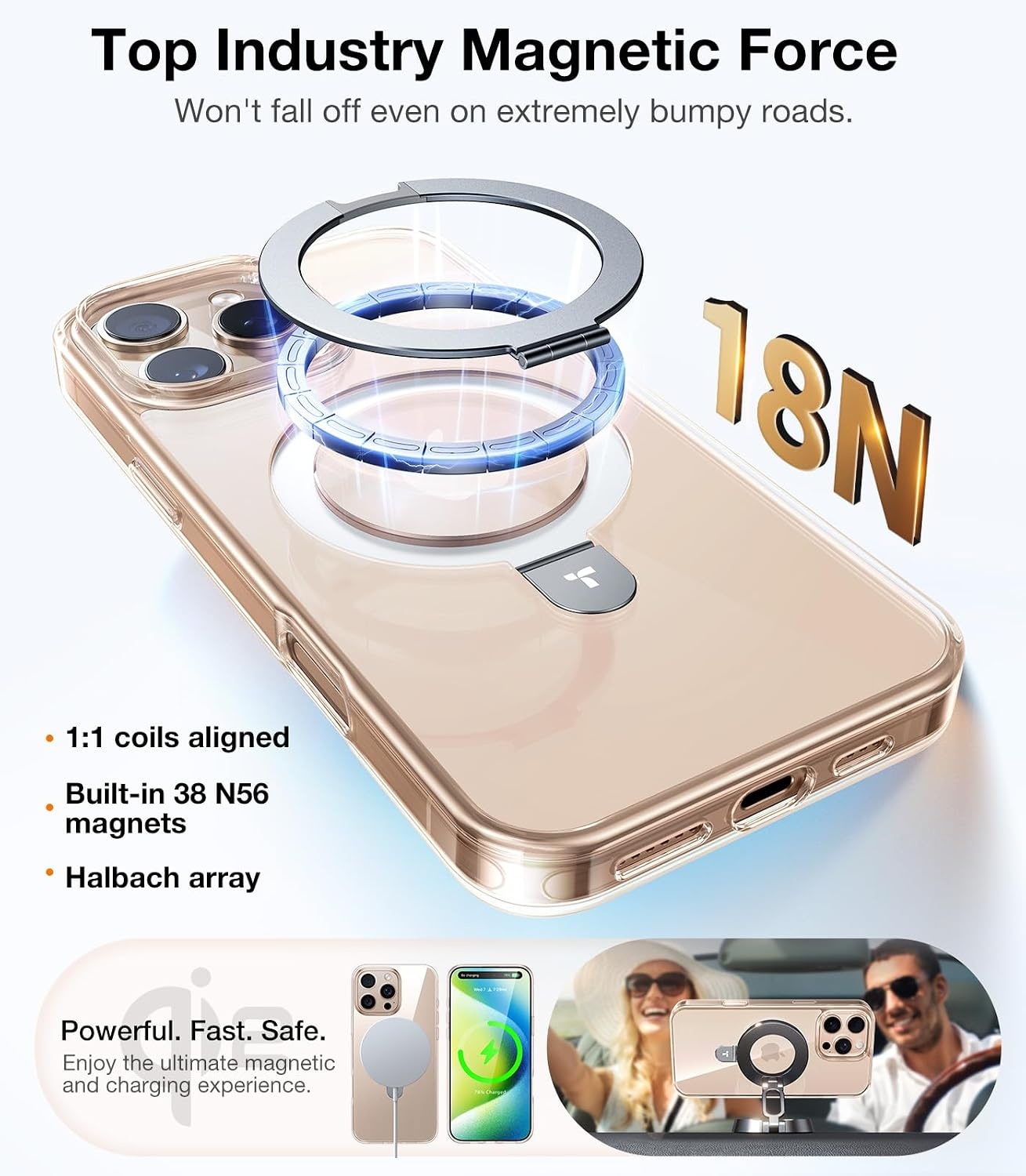 image:imageTORRAS Ultra Magnetic Ostand for iPhone 15 Pro Case Fit for MagSafe Sturdy Stand amp Ring Holder MilGrade Shockproof AntiYellow AntiScratch Slim Protective Kickstand Case Crystal Clear 61 inchCrystal Clear