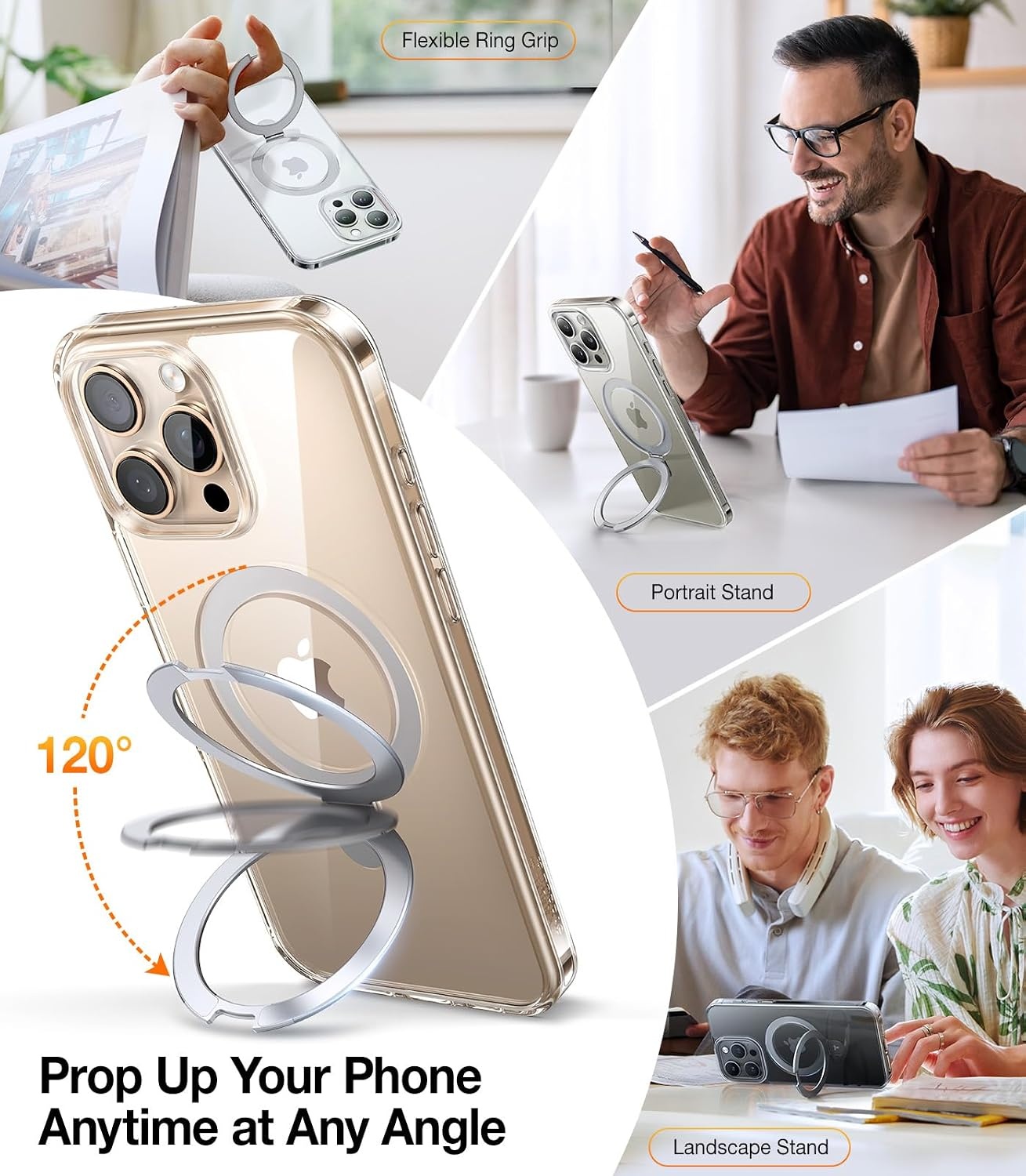 image:imageTORRAS Ultra Magnetic Ostand for iPhone 15 Pro Case Fit for MagSafe Sturdy Stand amp Ring Holder MilGrade Shockproof AntiYellow AntiScratch Slim Protective Kickstand Case Crystal Clear 61 inchCrystal Clear