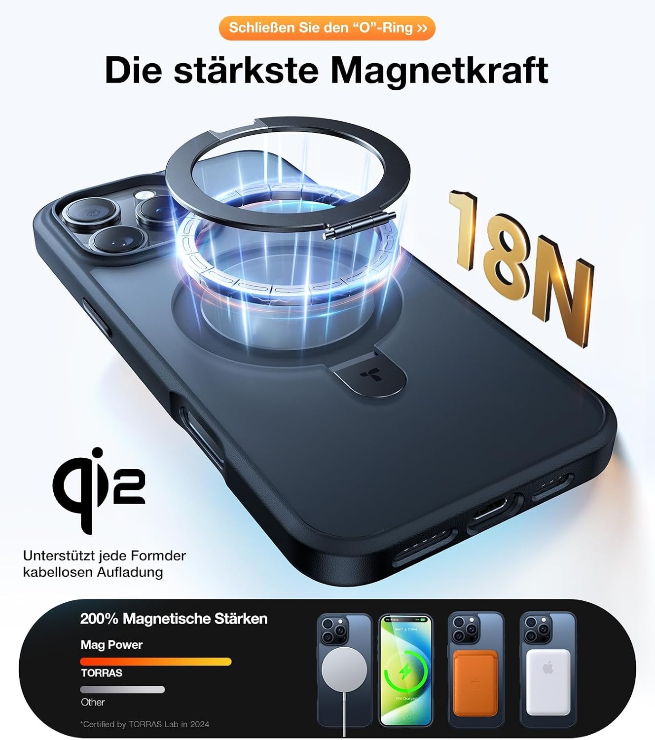 image:imageTORRAS Ultra Magnetic Ostand for iPhone 15 Pro Case Fit for MagSafe Sturdy Stand amp Ring Holder MilGrade Shockproof AntiYellow AntiScratch Slim Protective Kickstand Case Crystal Clear 61 inchBlack