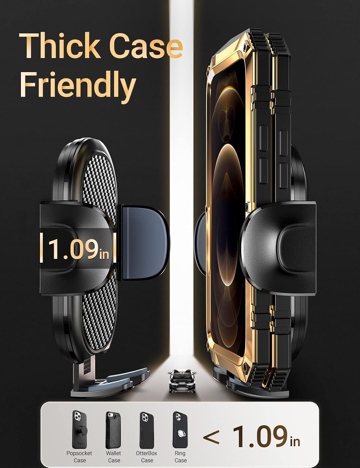 image:imageTORRAS UltraSturdy Car Vent Phone Mount Enjoy Never Blocking Universal Steel Clip Cell Phone Holder for Car Thick Case Friendly Compatible with iPhone 14 13 Pro Max Samsung 22 ampAll Phone