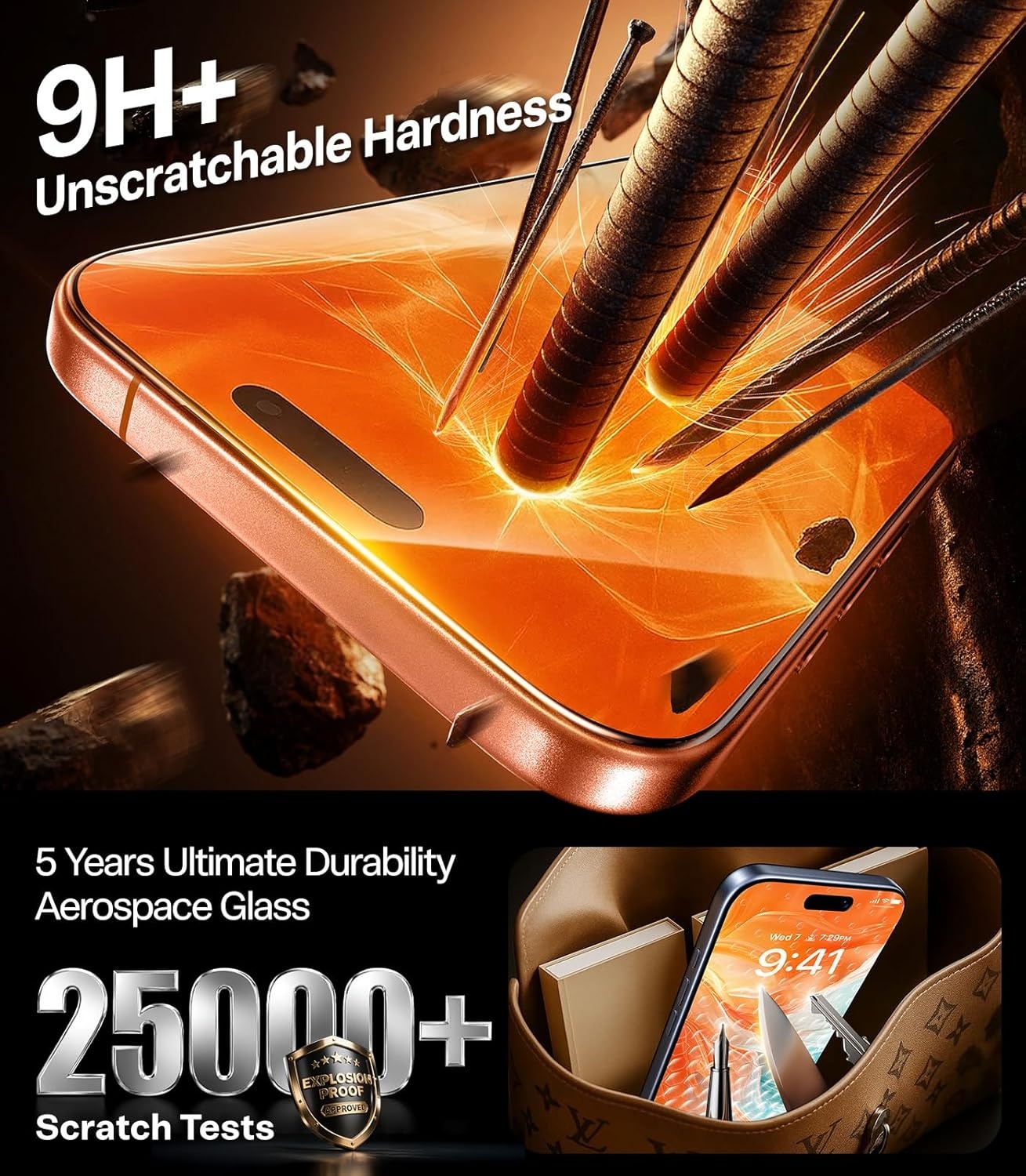 image:imageTORRAS Uncrackable 9H for iPhone 17 Pro Max Privacy Screen Protector 12FT MilitaryGrade Anti Shatter Top 25 Anti Spy Data Protection Full Coverage Tempered Glass 2Pack 6917 Pro Max69 inch