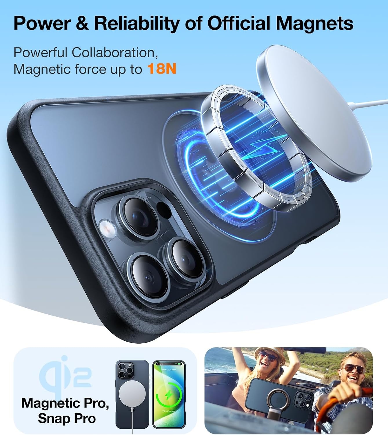 image:imageTORRAS Upgraded 360 Rotatable Magnetic Ring for iPhone 15 Pro Max Case Fit for MagSafe with Stand Ring Holder 16FT MilGrade Shockproof Translucent for iPhone 15 Pro Max Phone Case Ostand BlackBlack