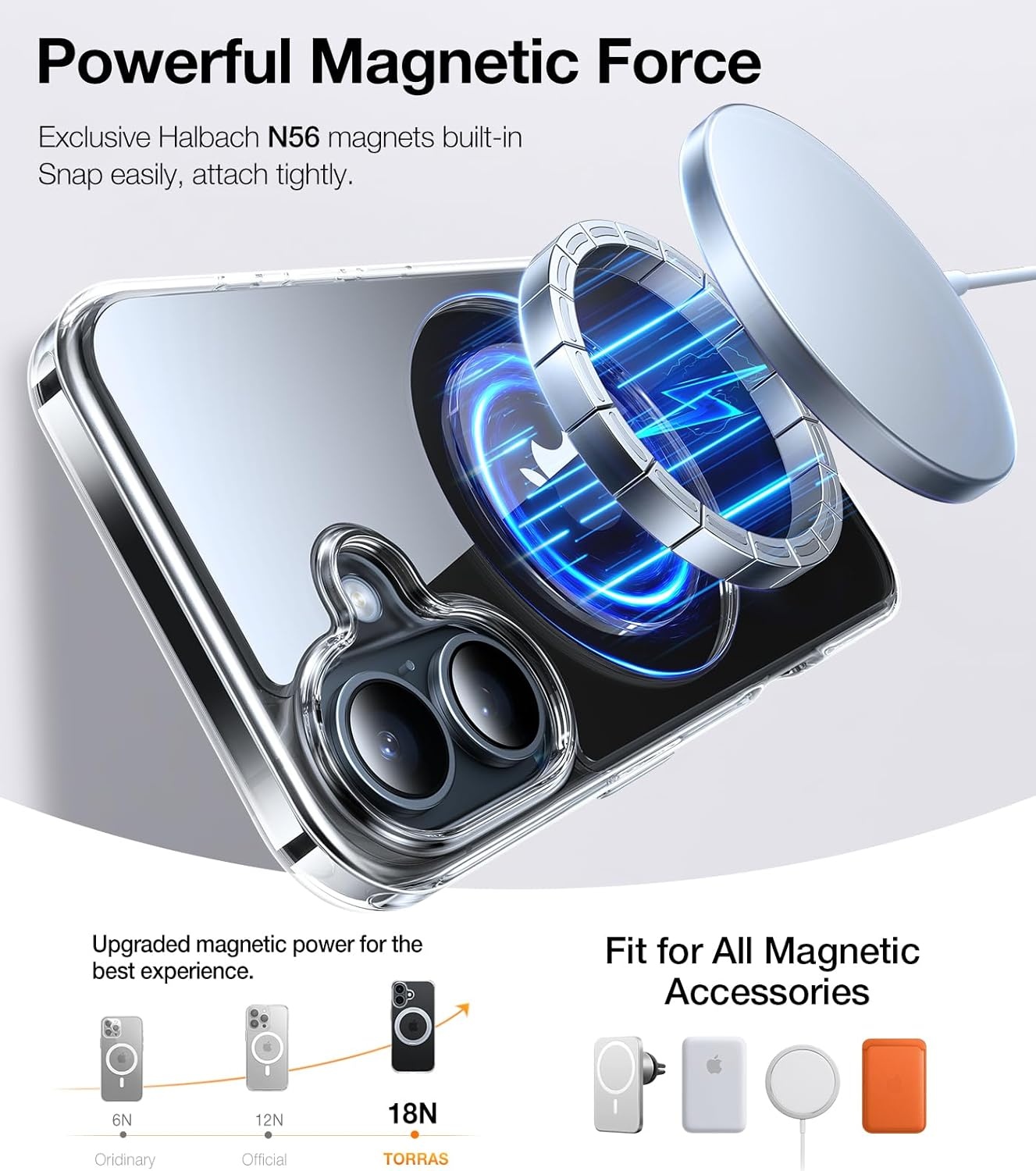 image:imageTORRAS Upgraded 360 Rotatable Magnetic Ring for iPhone 15 Pro Max Case Fit for MagSafe with Stand Ring Holder 16FT MilGrade Shockproof Translucent for iPhone 15 Pro Max Phone Case Ostand BlackCrystal Clear