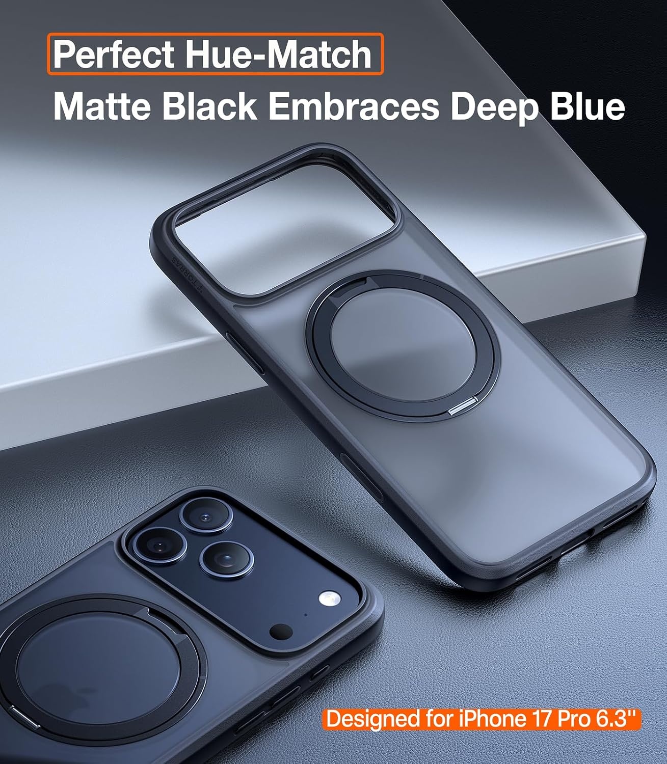 image:imageTORRAS Upgraded 360 Rotatable Magnetic Ring for iPhone 16 Pro Max Case Fit for MagSafe with Stand Ring Holder 16FT MilGrade Shockproof Translucent for iPhone 16 Pro Max Phone Case Ostand BlackBlack