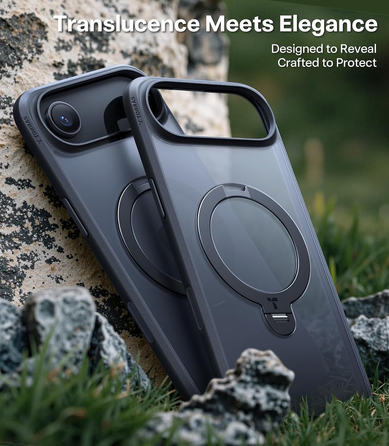 image:imageTORRAS Upgraded 360 Spin Magnetic Stand for iPhone 16 Pro Case Fit for MagSafe Builtin Kickstand Camera Control MilGrade Protective Soft Edge Translucent Case for iPhone 16 Pro Black 63Black