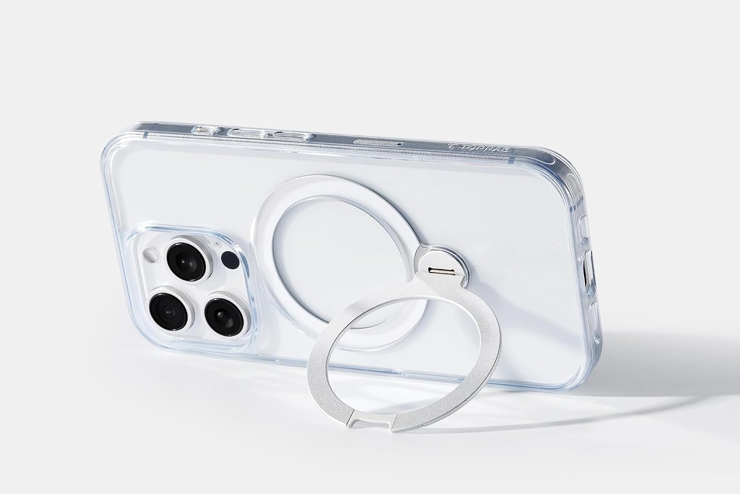 image:imageTORRAS Upgraded 360 Spin Magnetic Stand for iPhone 16 Pro Case Fit for MagSafe Builtin Kickstand Camera Control MilGrade Protective Soft Edge Translucent Case for iPhone 16 Pro Black 63Clear