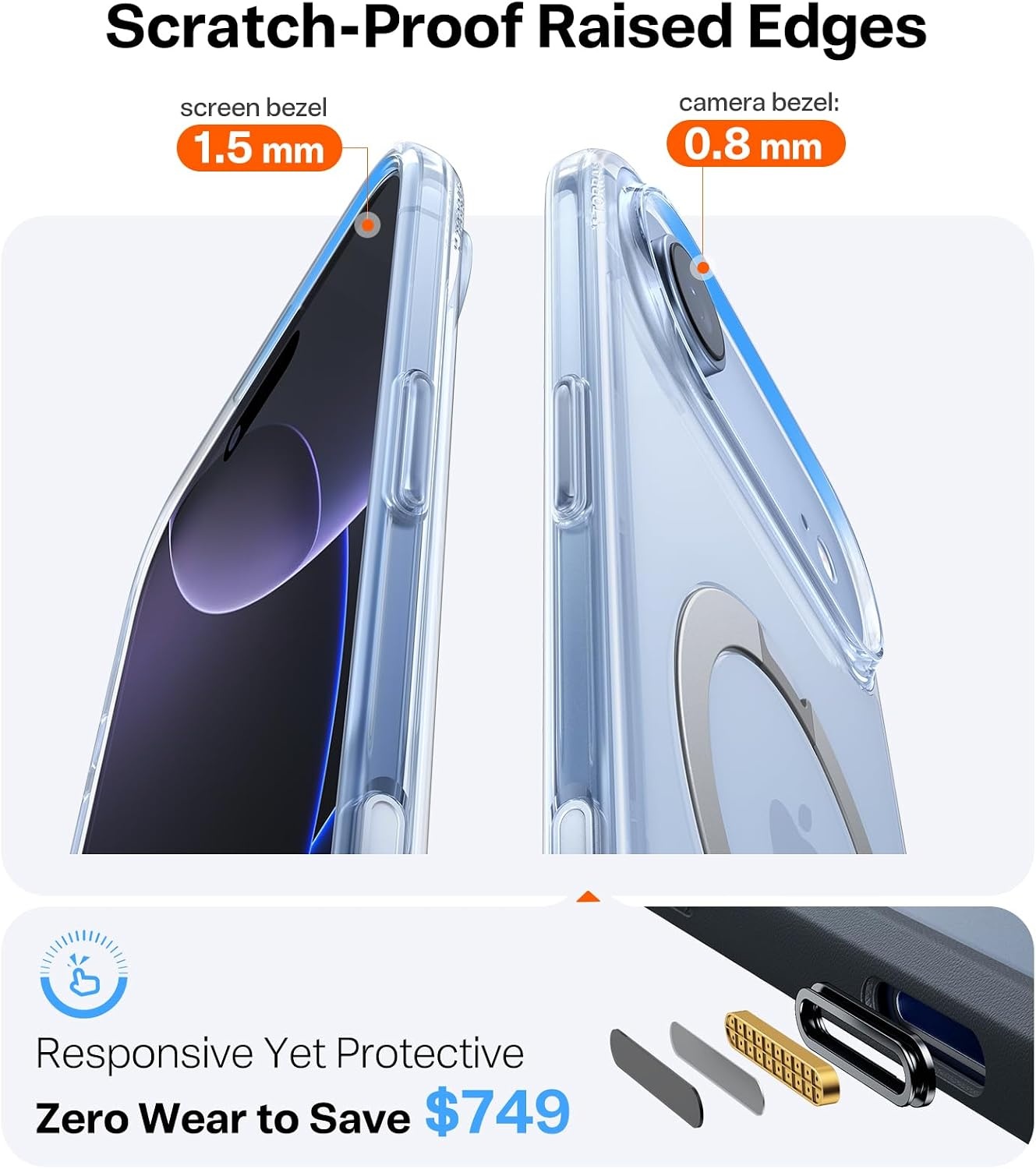 image:imageTORRAS Upgraded 360 Spin Magnetic Stand for iPhone 16 Pro Case Fit for MagSafe Builtin Kickstand Camera Control MilGrade Protective Soft Edge Translucent Case for iPhone 16 Pro Black 63Clear