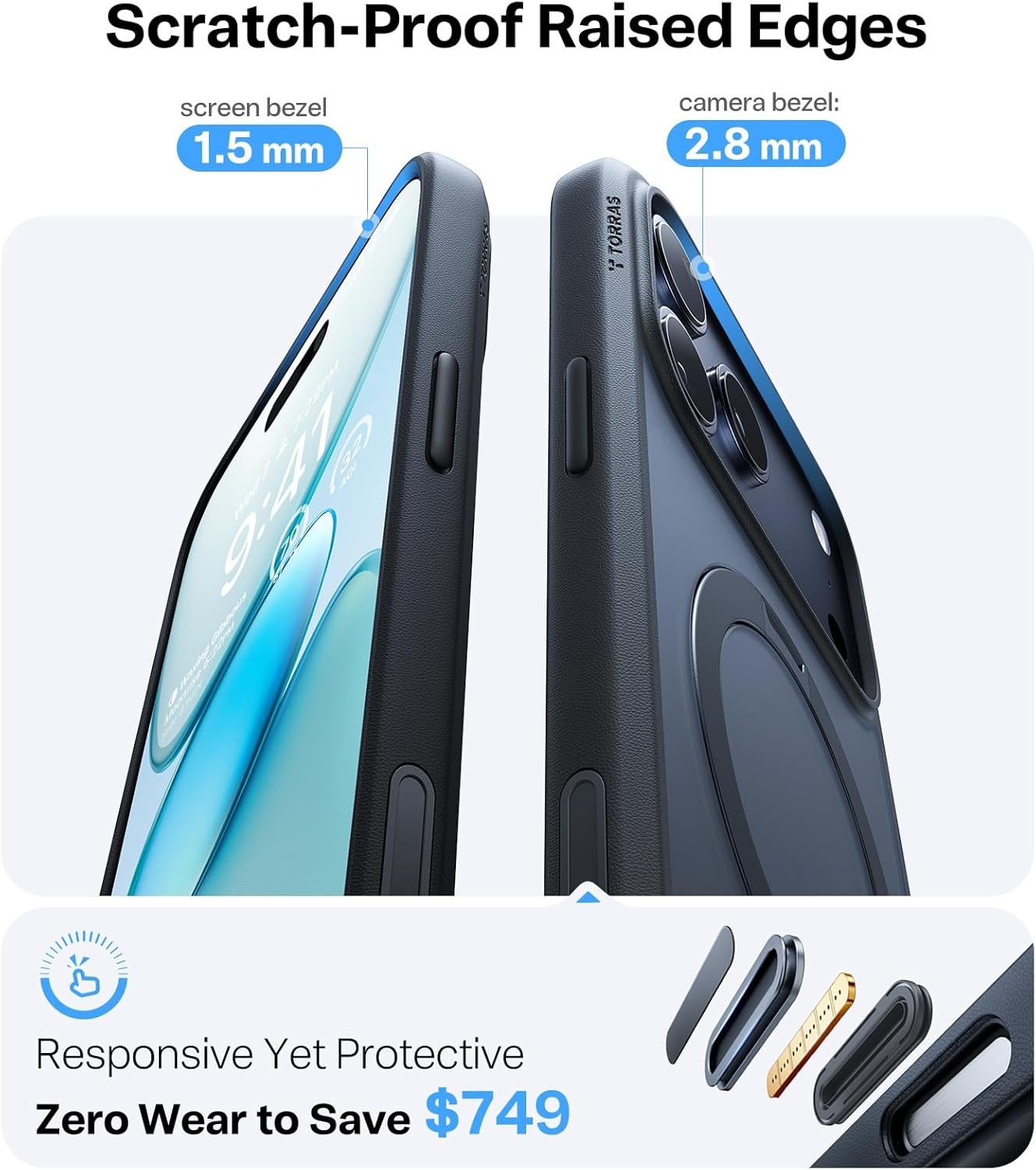 image:imageTORRAS Upgraded 360 Spin Magnetic Stand for iPhone 16 Pro Case Fit for MagSafe Builtin Kickstand Camera Control MilGrade Protective Soft Edge Translucent Case for iPhone 16 Pro Black 63Black