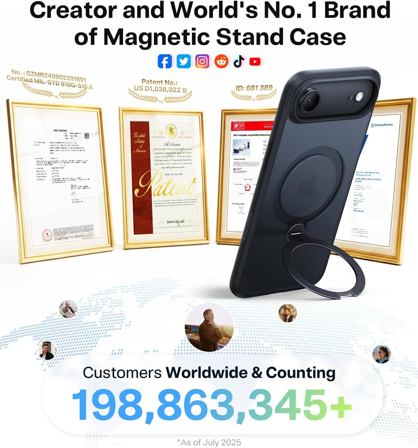image:imageTORRAS Upgraded 360 Spin Magnetic Stand for iPhone 16 Pro Case Fit for MagSafe Builtin Kickstand Camera Control MilGrade Protective Soft Edge Translucent Case for iPhone 16 Pro Black 63Black